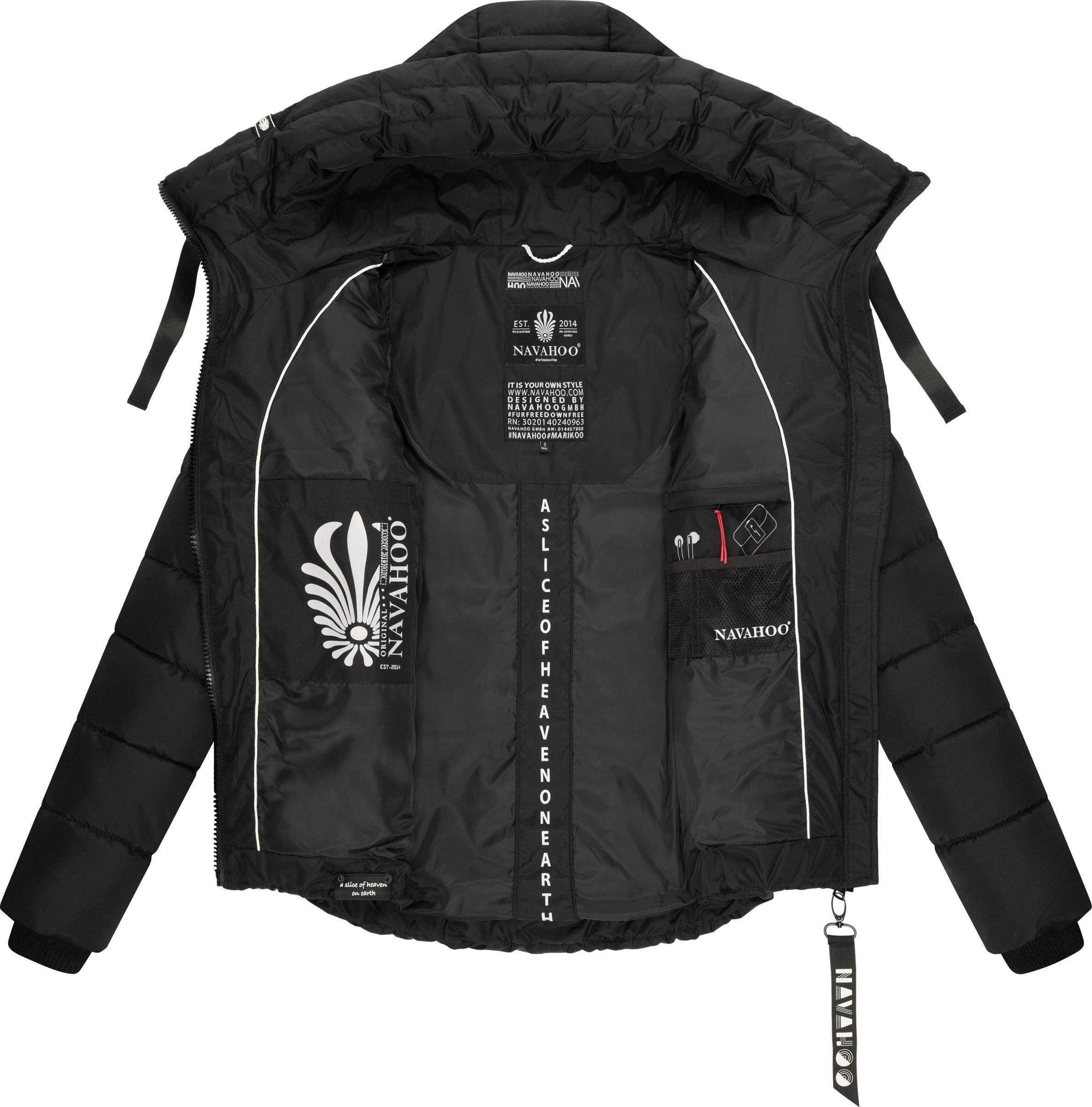 Navahoo Steppjacke Amayaa stylische Damen Winterjacke mit coolen Applikationen – Bild 5 von 5