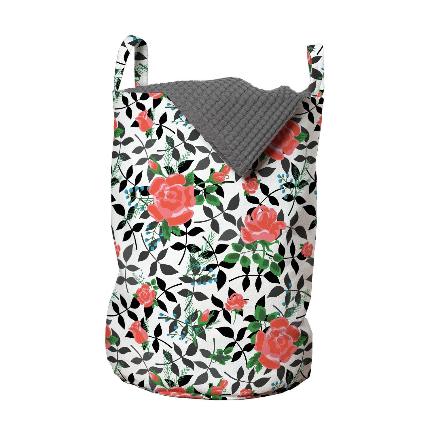 für Kordelzugverschluss Waschsalons, Rose Griffen Wäschesäckchen mit Wäschekorb Abakuhaus Frühling Rosebuds Natur mit