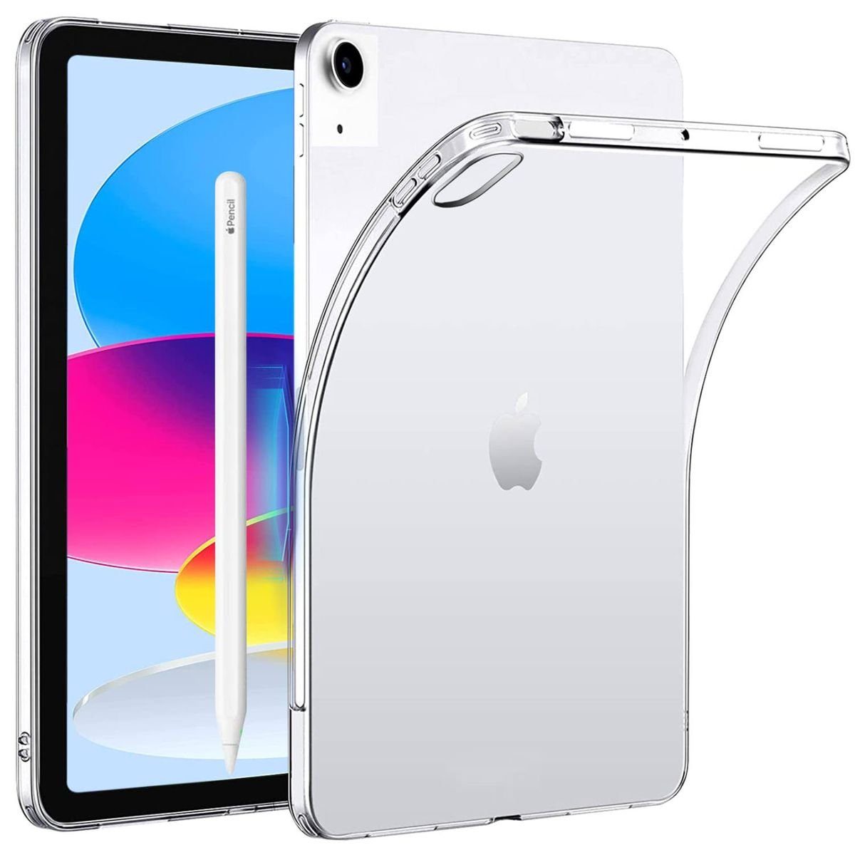 Wigento Tablet-Hülle Für Apple iPad 10.9 2022 10. Generation Transparent Tablet Tasche Hülle Case TPU Silikon dünn
