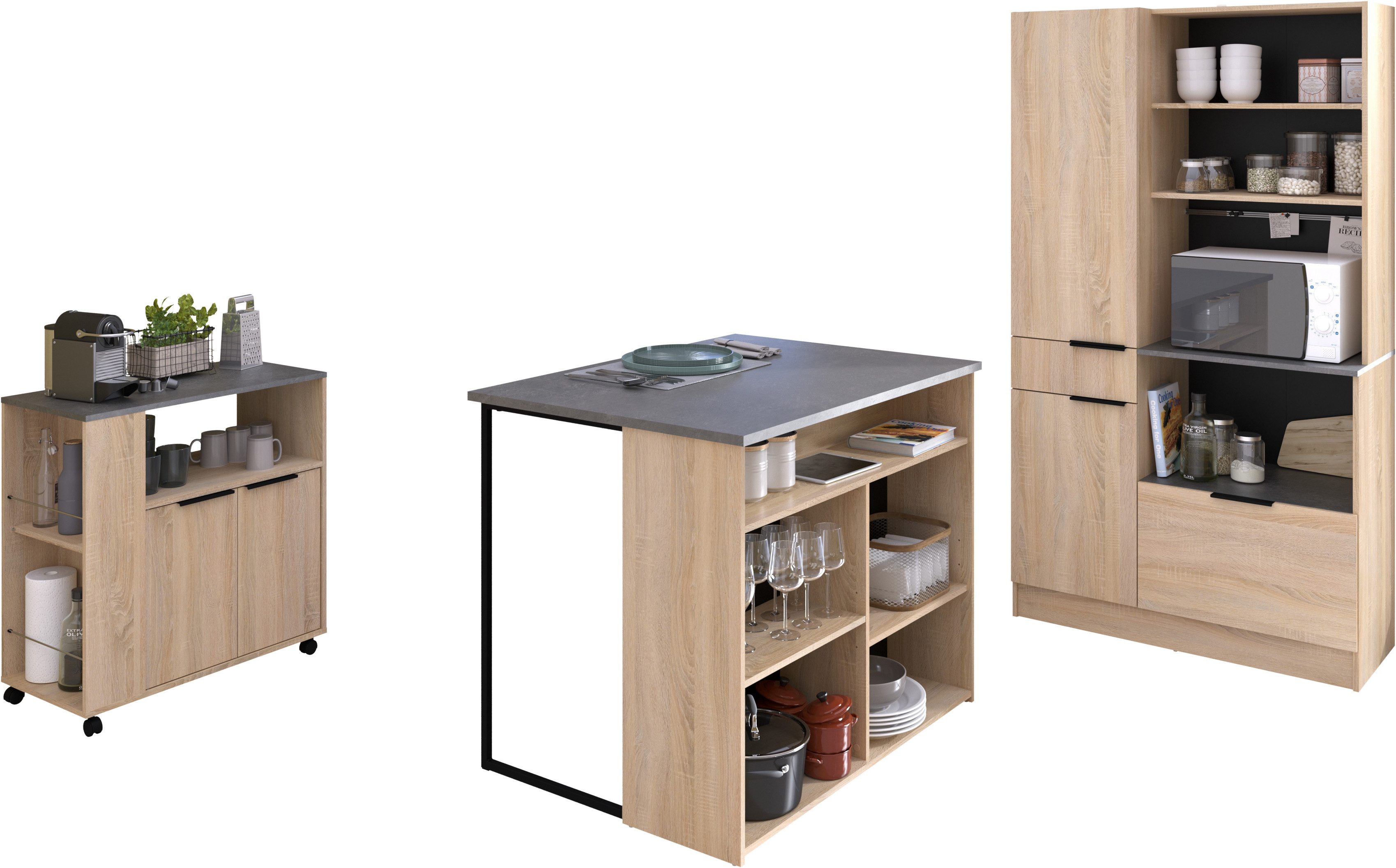Parisot Schrank-Set Fumay 3, (Set, 3-St., viel Stauraum, Kücheninsel, Küche günstig online kaufen