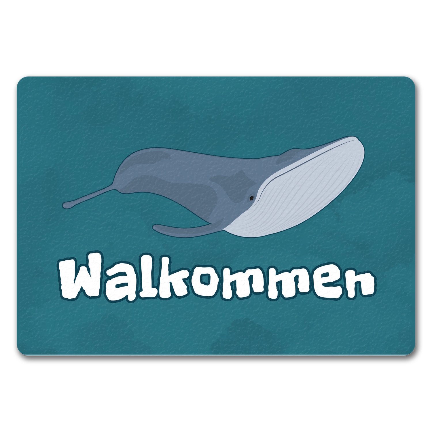 Fußmatte Blauwal Fußmatte in 35x50 cm ohne Rand mit Ozeanmotiv und Spruch