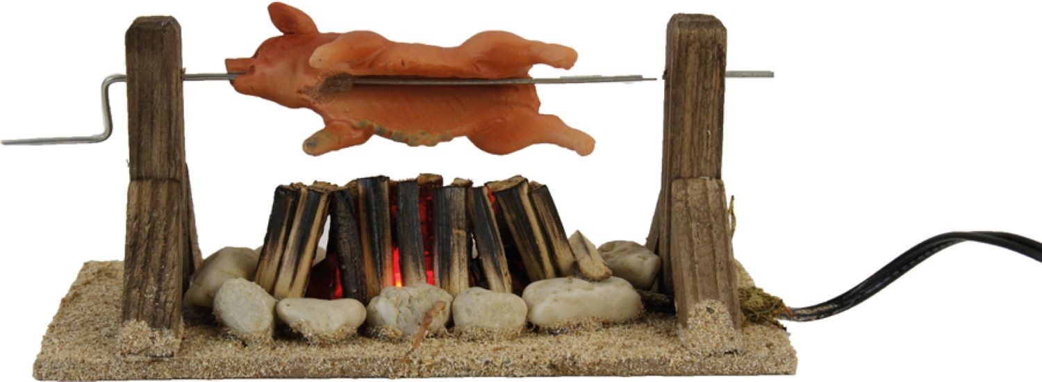 Krippen-Zubehör FADEDA Spanferkel, Sau, Schwein am Lagerfeuer, LED, Висота в см: 13,5