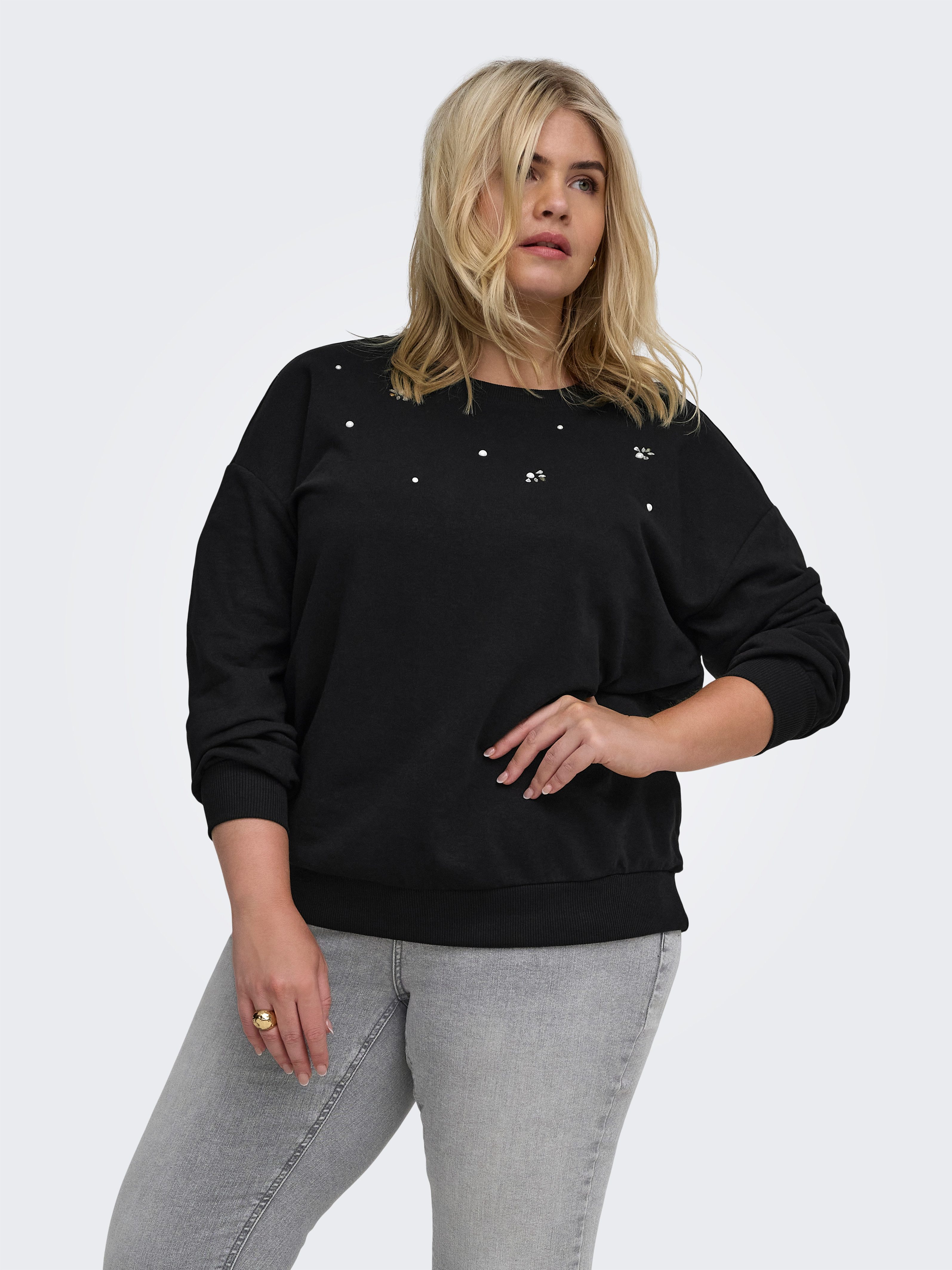 ONLY CARMAKOMA Sweatshirt CARAMBER L/S O-NECK SWEAT JRS Baumwollmischung