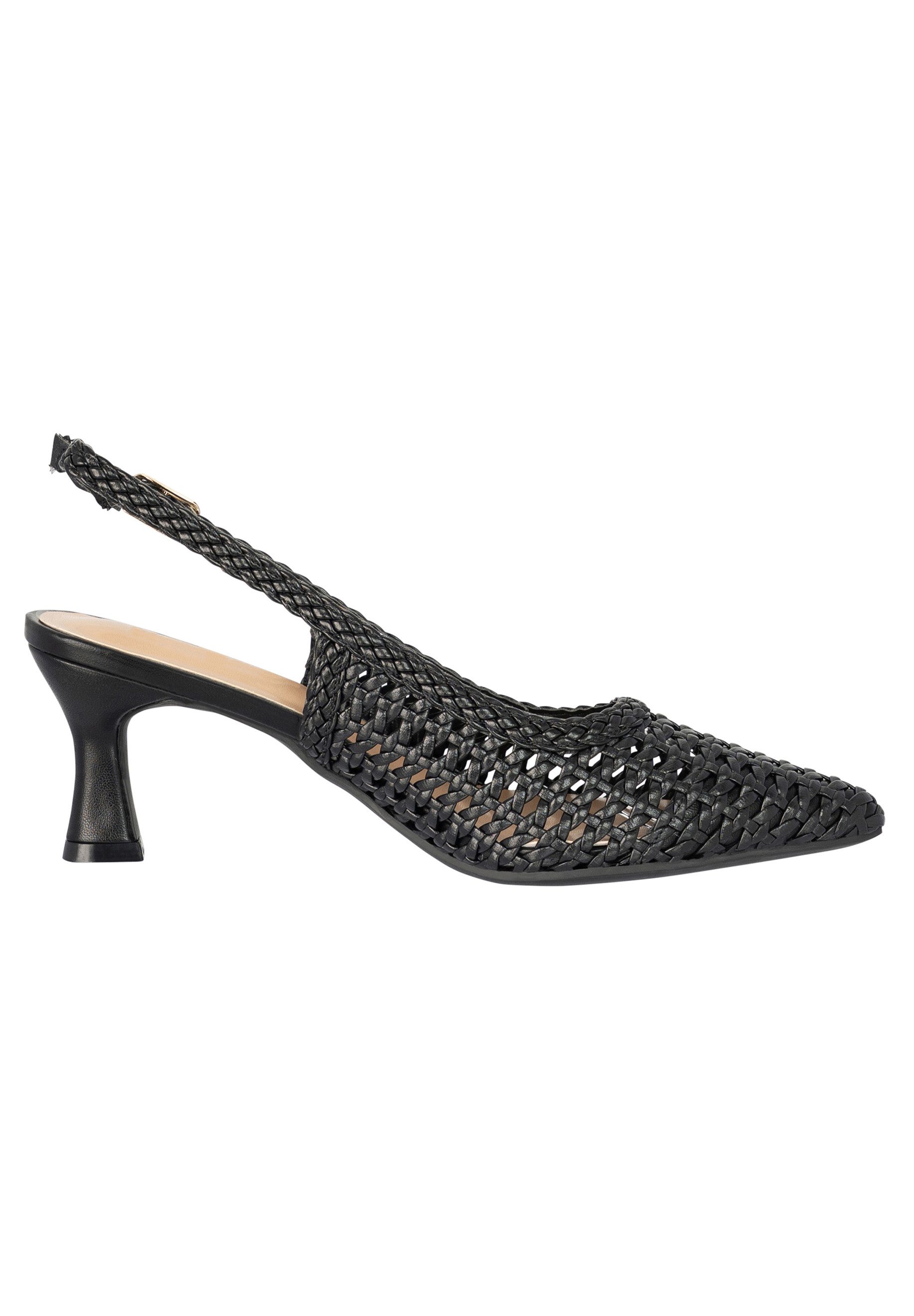 Salinyang Damen Slingback Pumps in Flechtoptik mit spitzer Kappe und Absatz Sandalette