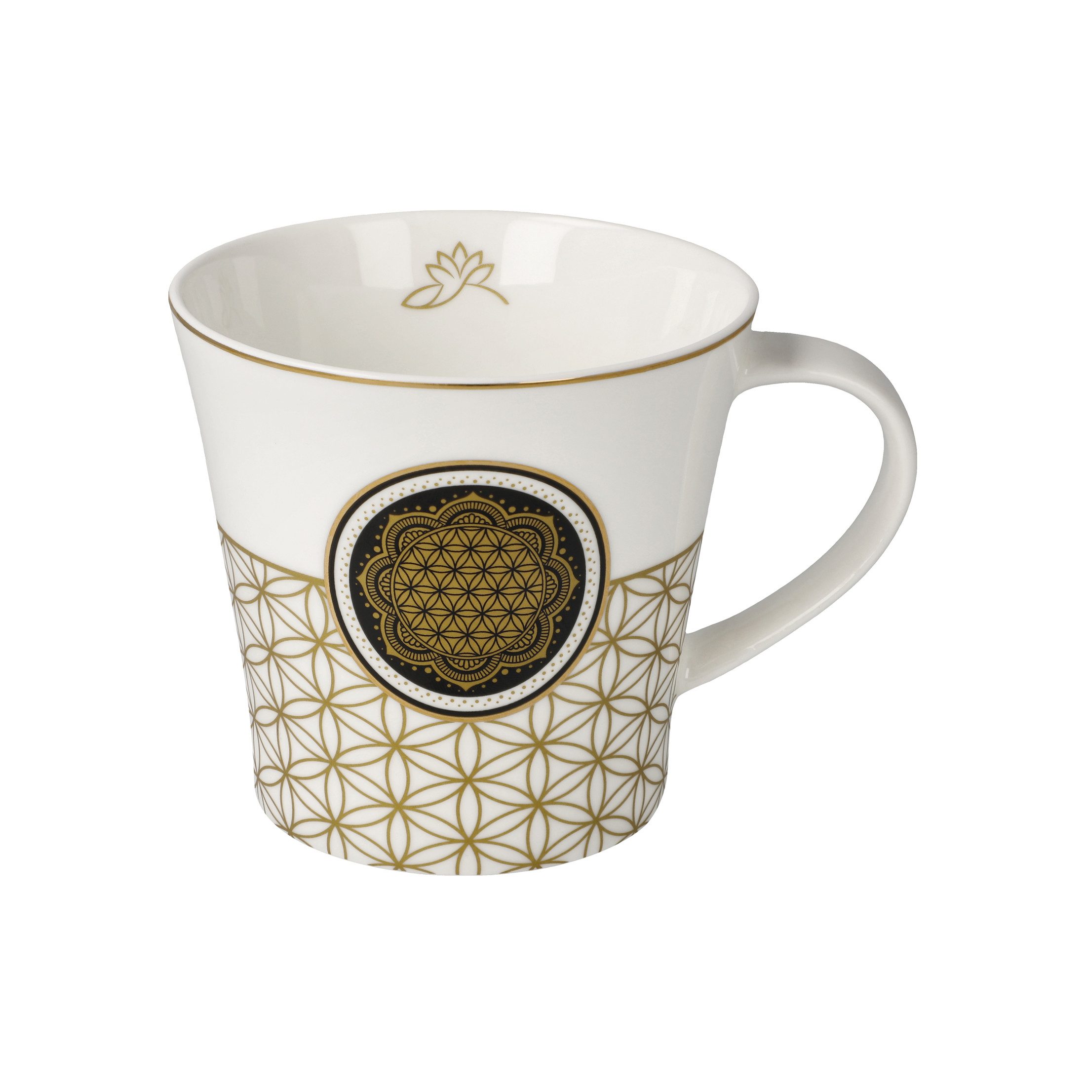 Dekomiro Kaffeeservice Kaffeebecher Blume des Lebens, 2 Personen, Porzellan
