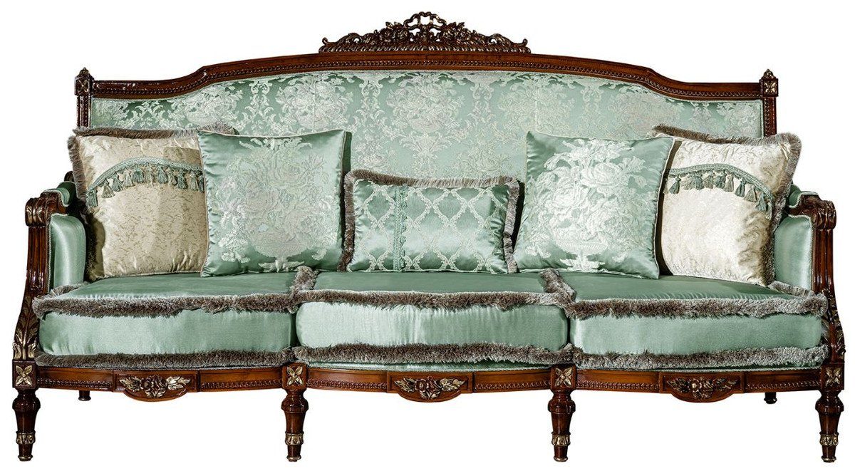 x Casa - - Wohnzimmer Möbel Luxus Hellgrün dekorativen x 126 H. Sofa Barock 227 Braun Kissen Padrino 90 Barock cm mit / Sofa Sofa