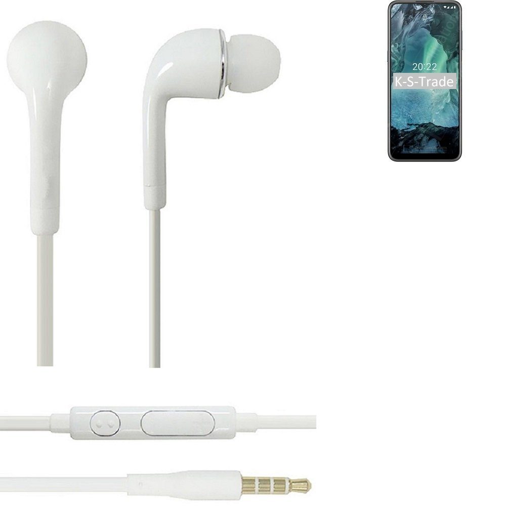 K-S-Trade für Nokia G11 In-Ear-Kopfhörer (Kopfhörer Headset mit Mikrofon u Lautstärkeregler weiß 3,5mm) | In-Ear-Kopfhörer