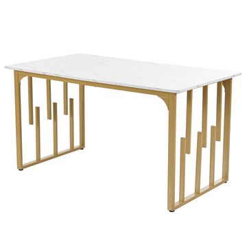 MODFU Essgruppe Esstisch mit 4 Esszimmerstühlen, (5-tlg), mit goldene Beine, Patchwork Tischplatte,Samt Esszimmerstühle