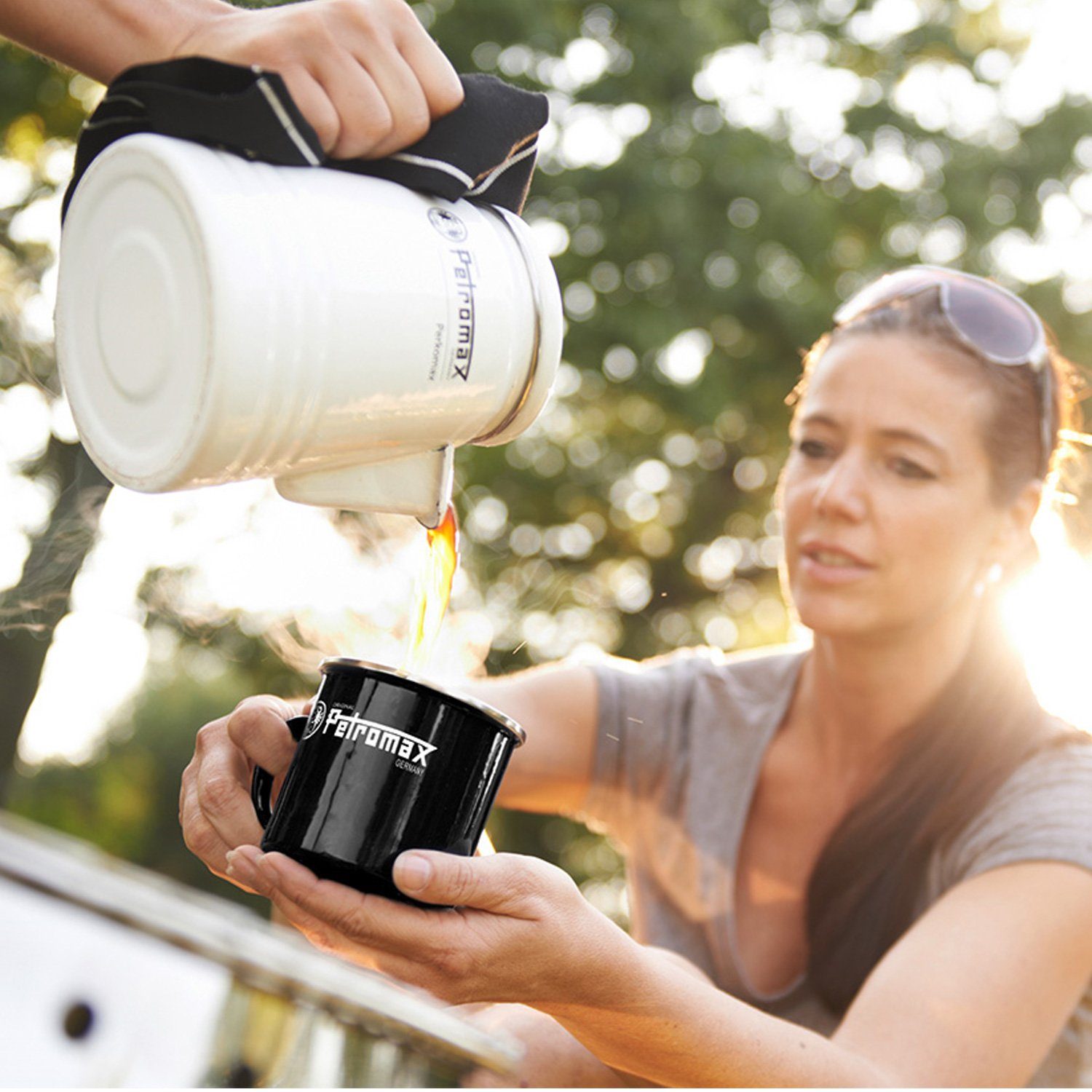 Petromax Perkolator Kaffee Set Petromax Becher Emaille TOUR ON Perkolator + Camping 2 weiß