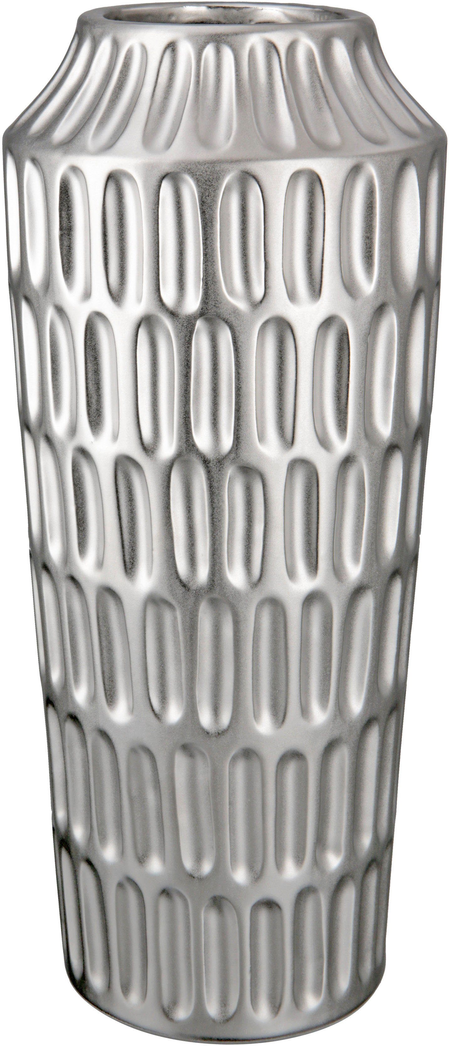 Tischvase GILDE Keramik, cm aus Vase (1 dekorative 37 Blumenvase Metallico, Höhe ca. St),