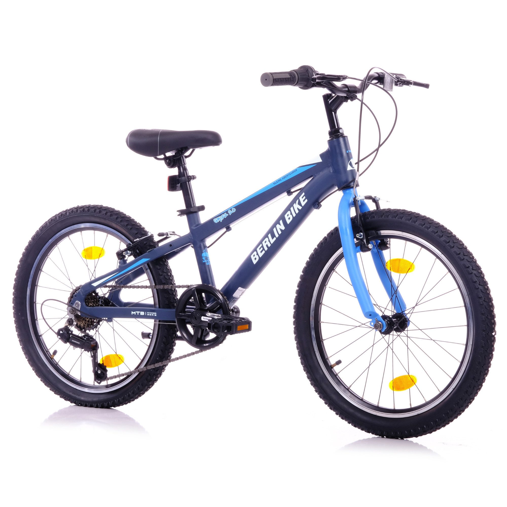 BERLIN BIKE Kinderfahrrad Grizz 20 Zoll Alu MTB, 6–9 Jahre Mädchen Jungen, Geschenk für Kinder, 7 Gang Shimano RD-TY200 GSLD Schaltwerk, Kettenschaltung, (mit 20"x 2,10" Luftreifen ideal für Gelände und Alltag), Aluminiumrahmen, ideal für Fahrer bis 140 cm