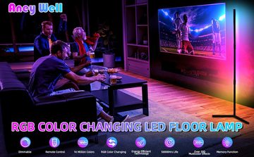 Daskoo LED Stehlampe LED Ecklampe Standleuchte Stufenlos Dimmbar mit Fernbedienung, LED fest integriert, RGB + bunt, Farbwechsel Lichtsaeule