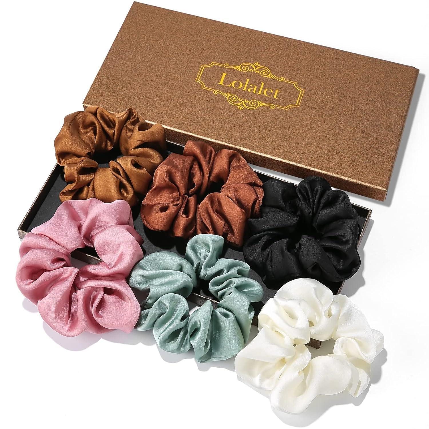 Haargummi 6er Pack Seidige Scrunchies Satin Haargummis Damen Mädchen 6 Farben