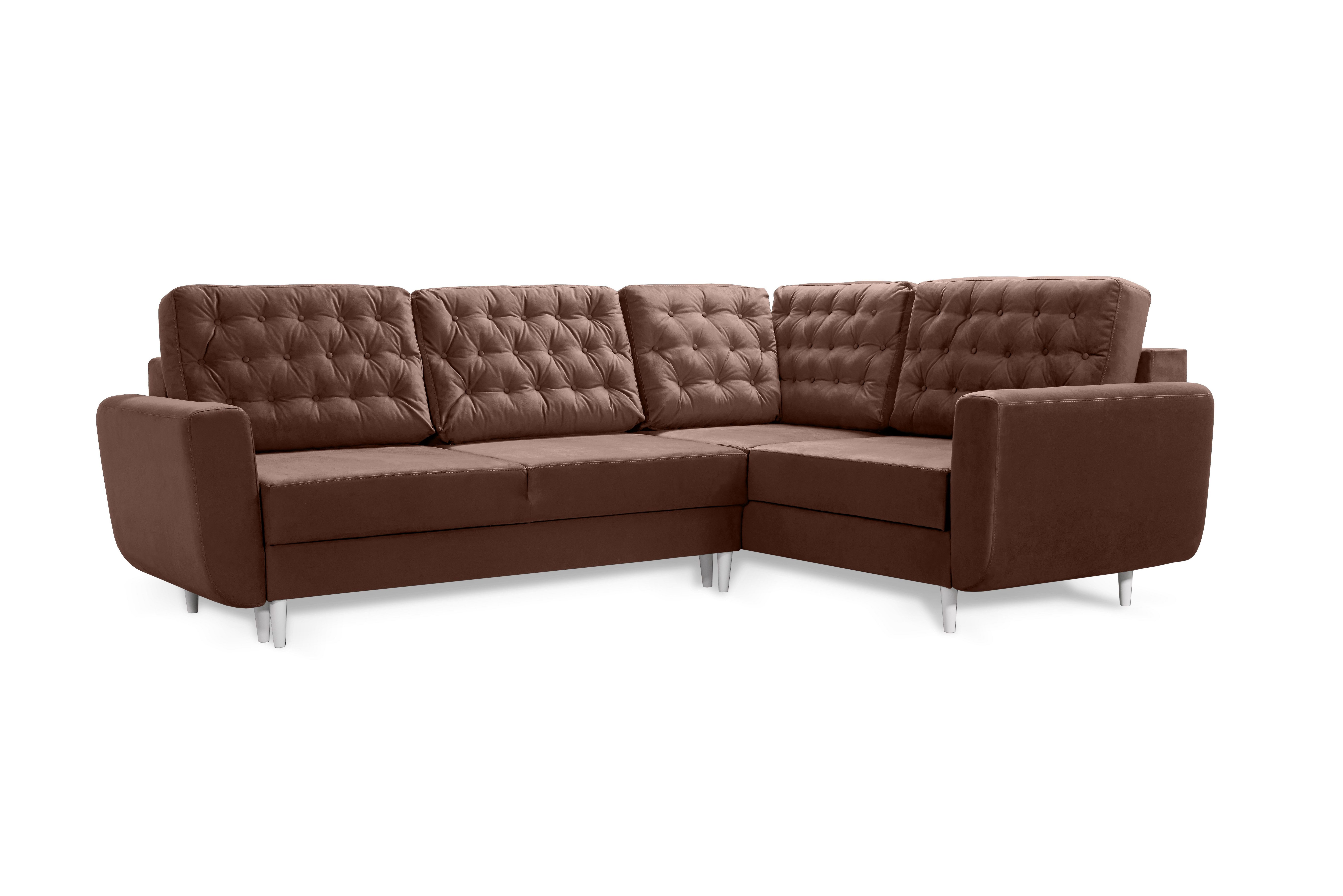 robin Sofa L-Form Sofa mit Schlaffunktion, 2 Bettkästen & Kissen