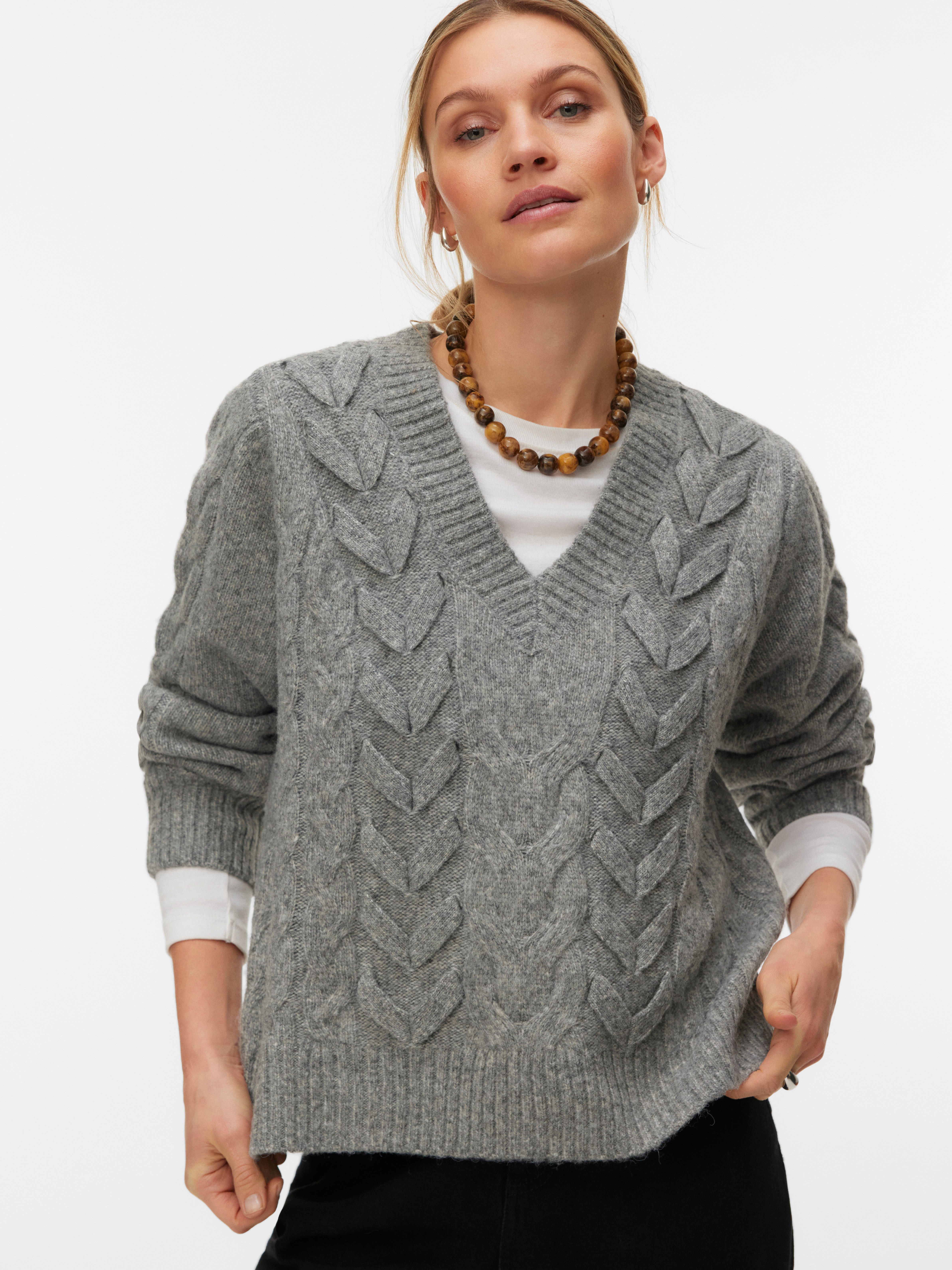 Vero Moda Strickpullover VMMARLA LS V-NECK PULLOVER BOO Materialmix, mit Wollanteil