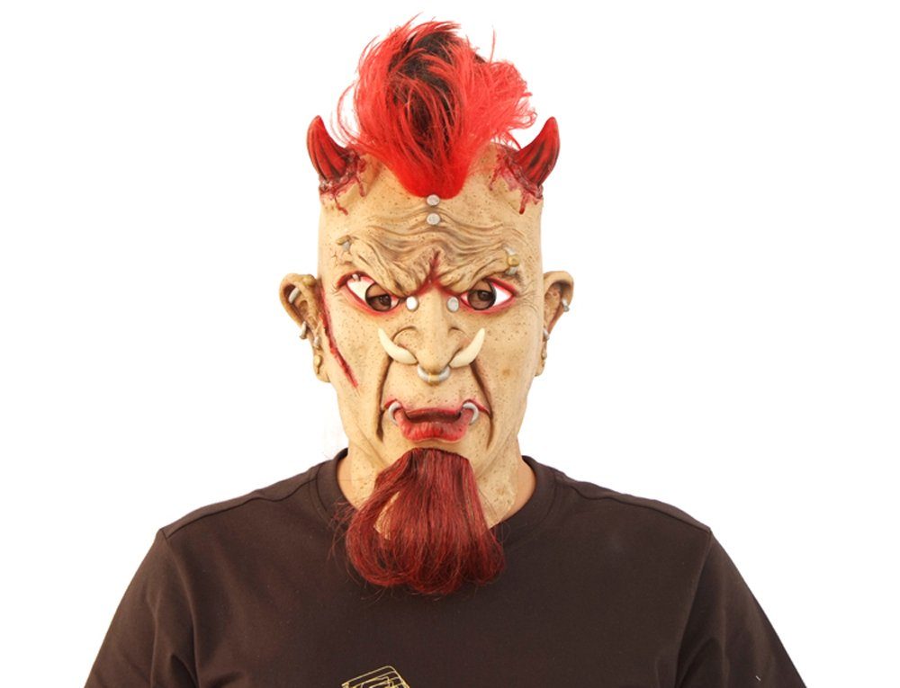 Zoelibat Verkleidungsmaske Halloween Horror Latex Maske 'Teufel' Dämon mit Ha