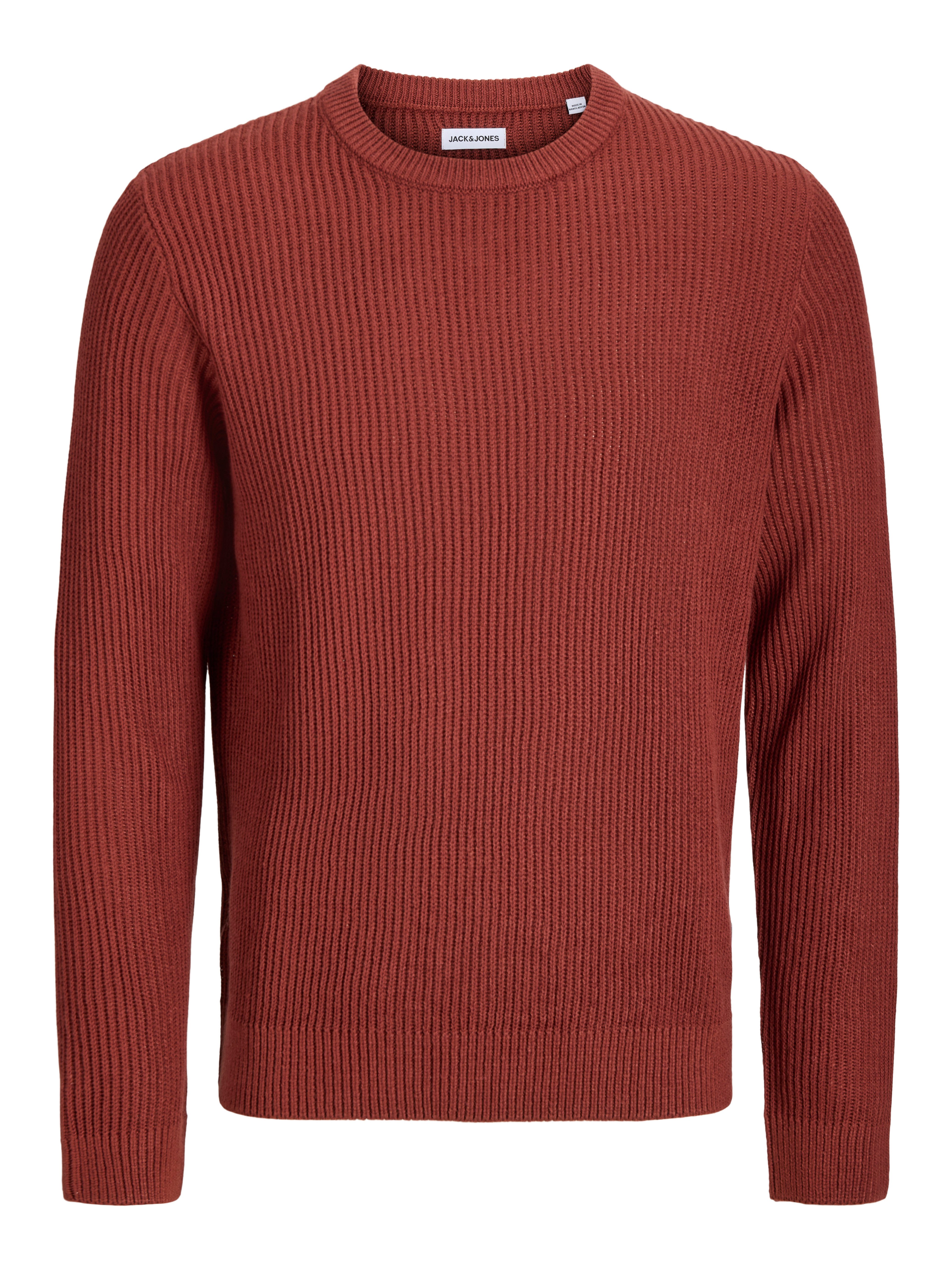 Jack & Jones Rundhalspullover JJPANNEL KNIT CREW NECK AW26 Materialmix, regular fit – Bild 4 von 5