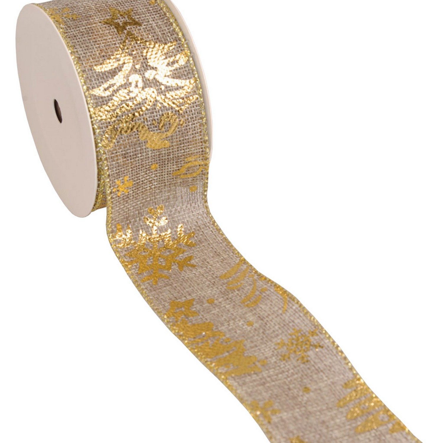 Deko AS Dekoband Weihnachtsband mit Goldfoliendruck "Tanne" ca. 50mm Breite -col., Goldfoliendruck