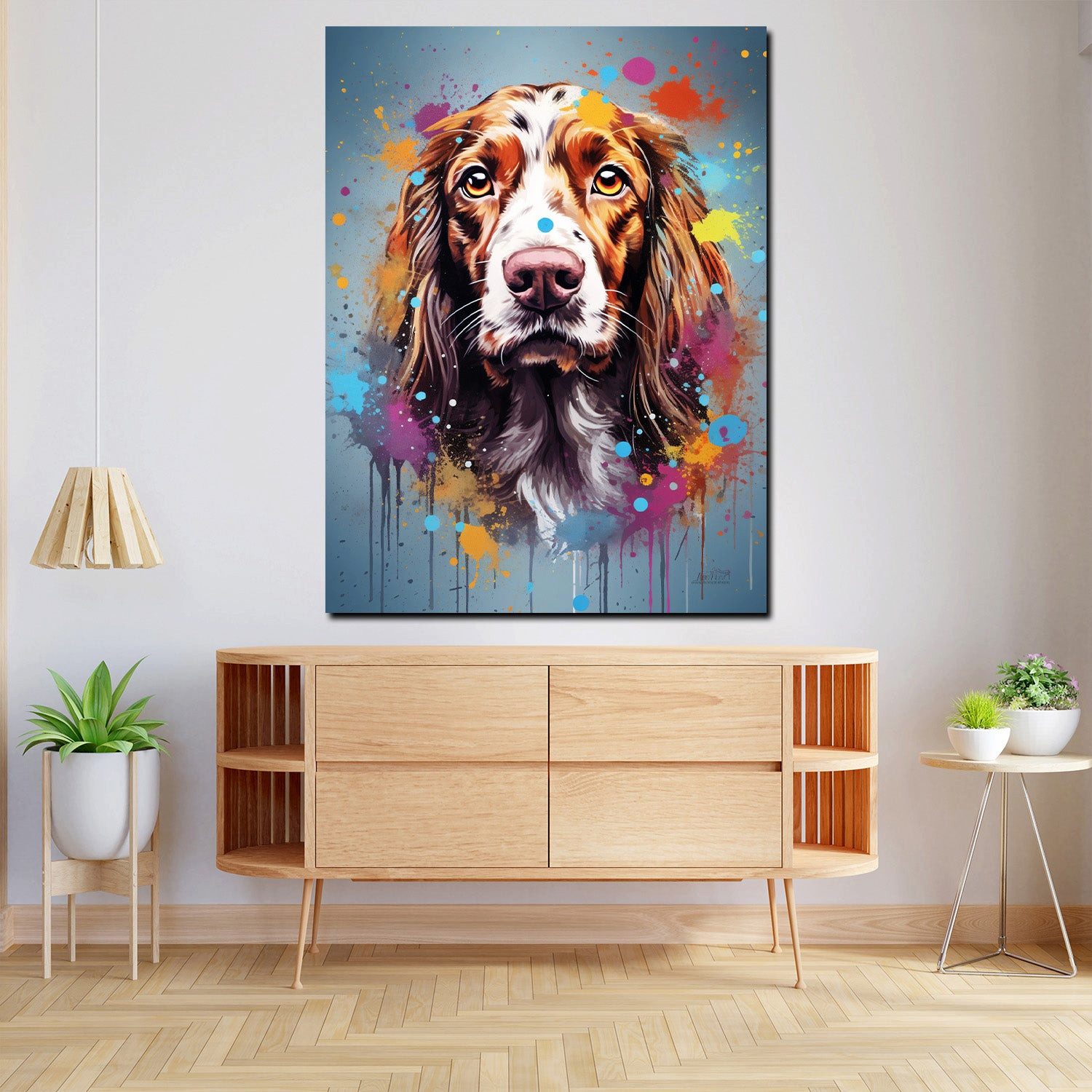 Artedinoi Leinwandbild Hund Cocker Spaniel Pop Art Leinwandbild Wandbild Kunstdruck XL Wandde