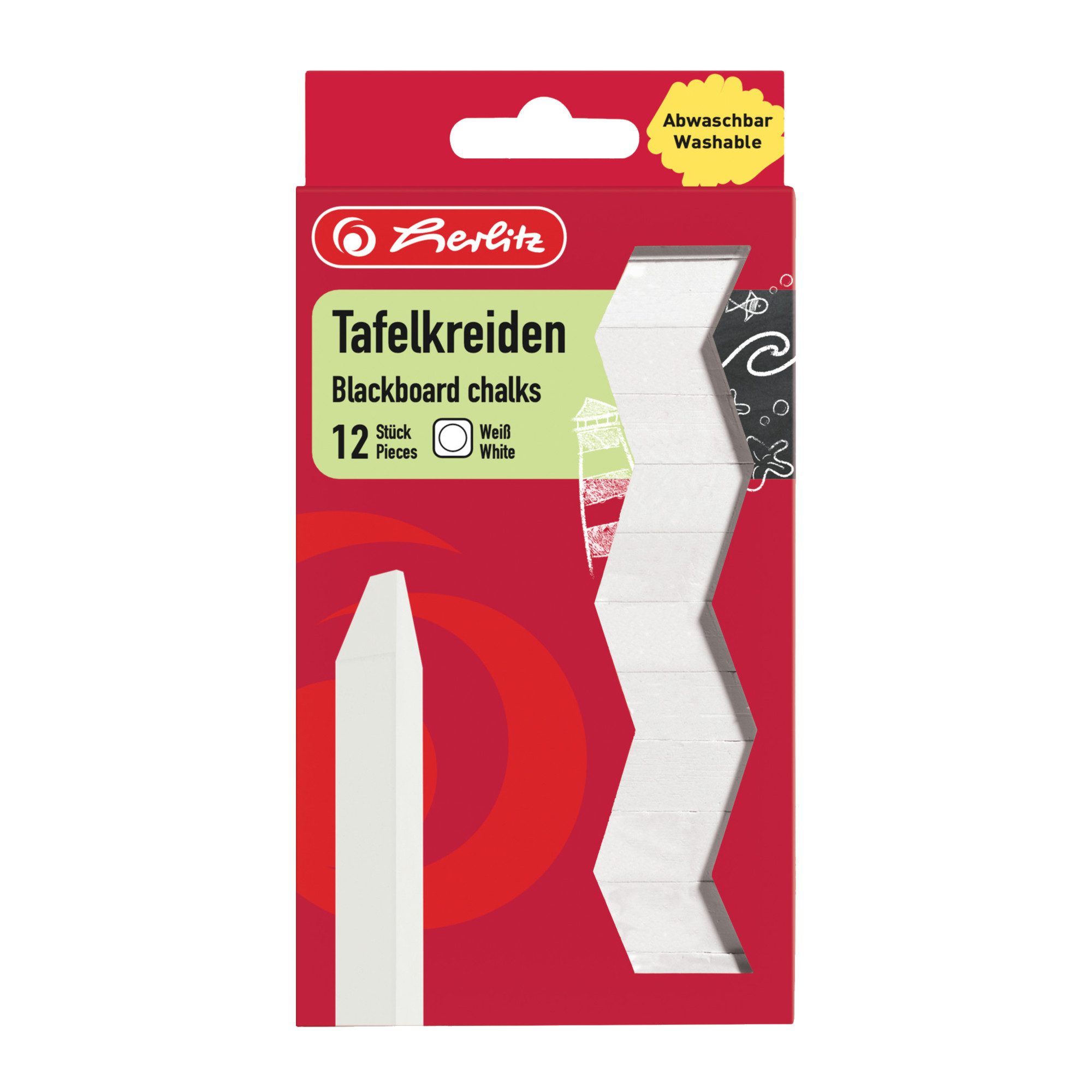 Herlitz Malkreide Tafelkreide weiß mit Papierhülle, PA=12Stk