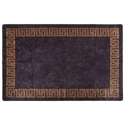 Teppich Teppich Waschbar 80x150 cm Schwarz und Golden Rutschfest, vidaXL, Rechteckig