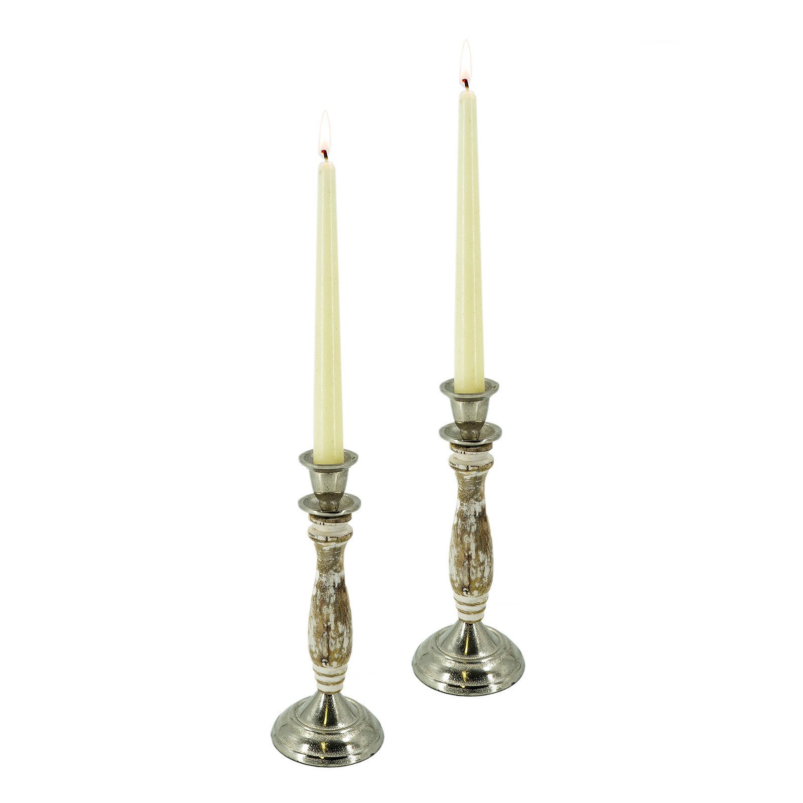 HTI-Living Kerzenständer Kerzenständer 2er Set Metall/Mangoholz günstig online kaufen