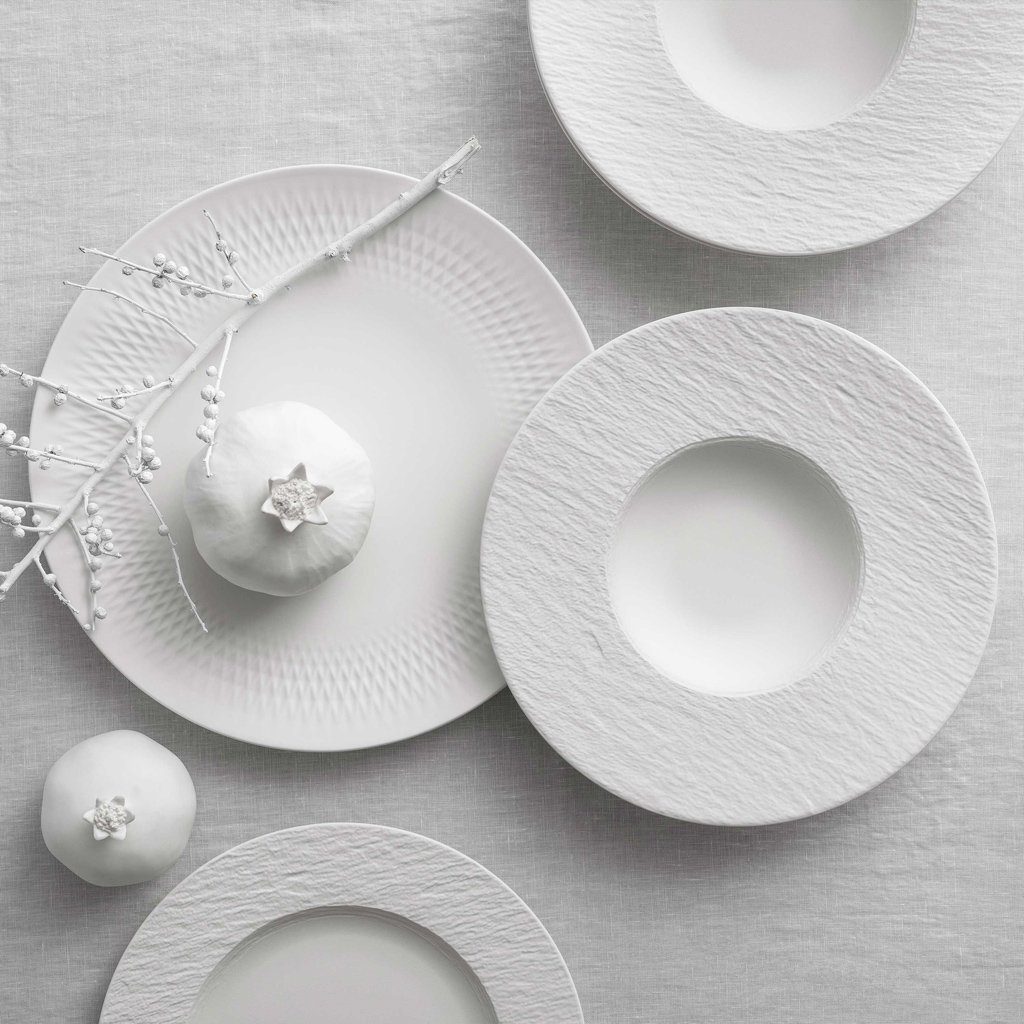Villeroy & Boch Servier-Set Manufacture Rock blanc Tellerset 6tlg. EC, Porzellan, (Set, 6-tlg), Premium Porcelain, mikrow.- & spülm.sicher, Made in Germany