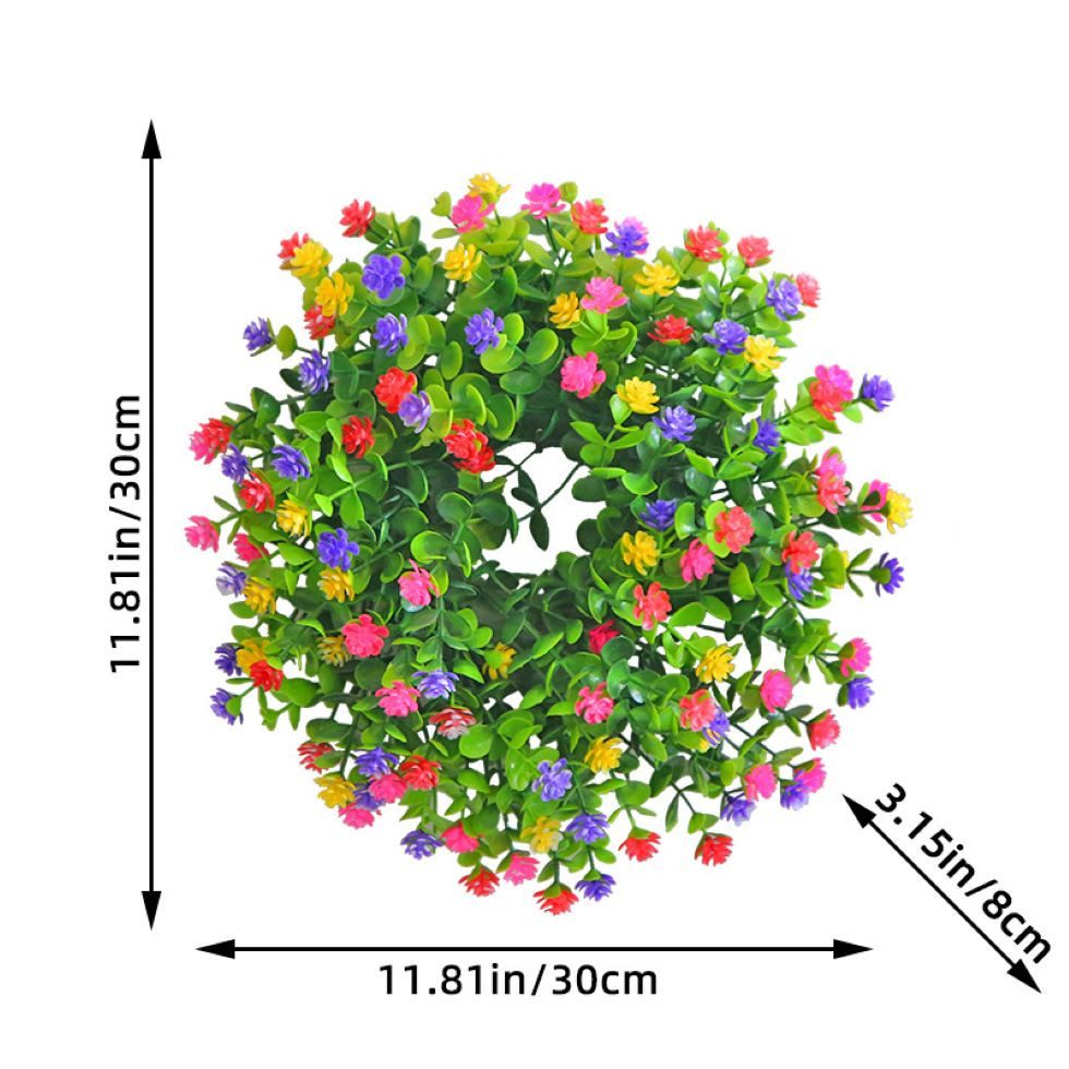 Kunstkranz Frühlingshafter bunter dekorativer Blumenkranz aus Kunstblumen, günstig online kaufen