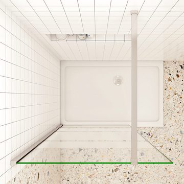 duschspa Duschwand Walk in Dusche 190cm ESG Glaswand mit Milchstreifen Trennwand, Einscheibensicherheitsglas, Sicherheitsglas, (Set), Glas, Nano Glas