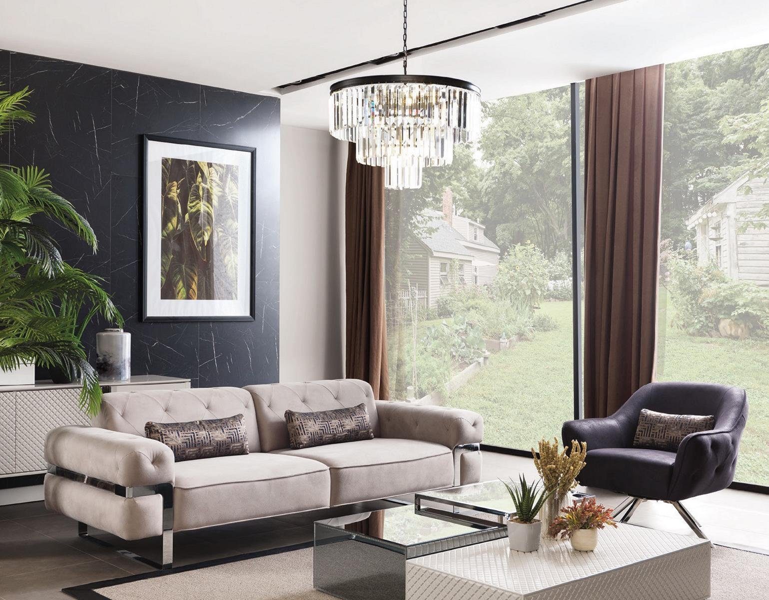 JVmoebel 3-Sitzer Wohnzimmer Dreisitzer Design Polster Sofa Couch 3 Sitzer Sofas beige