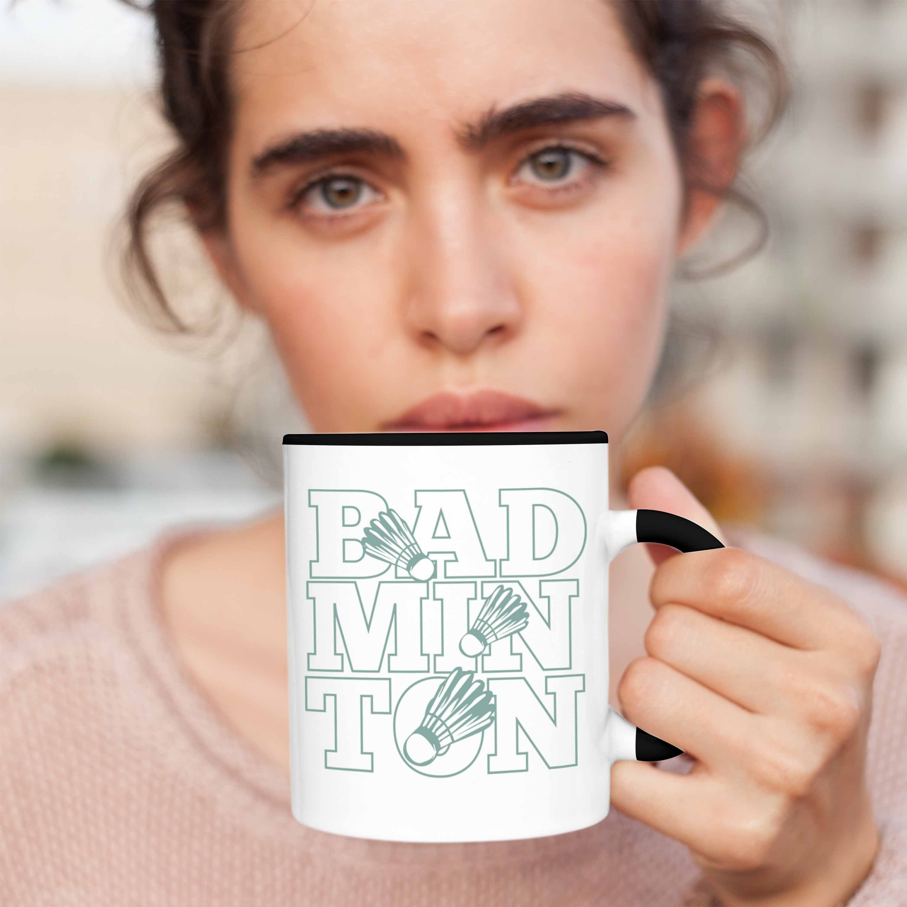 Badminton Trendation Schwarz für Geschenk Tasse Badmintonspieler Lustige Lehre Badminton Tasse