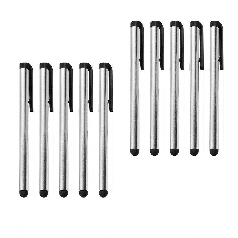 SpionProfi Eingabestift 10x Touchpen Touchstift Stift Touch für Handy Smartphone Tablet Silber (1-St) Präzise Eingabe, komfortabler Griff, ideal für alle Touchscreen-Geräte