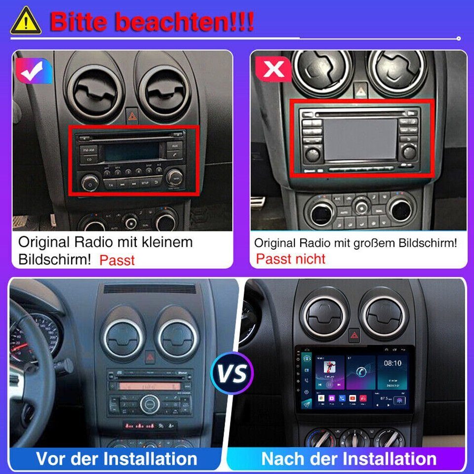 GABITECH Für Nissan 13 GPS Touchscreen Einbau-Navigationsgerät Bluetooth Android Autoradio Qashqai