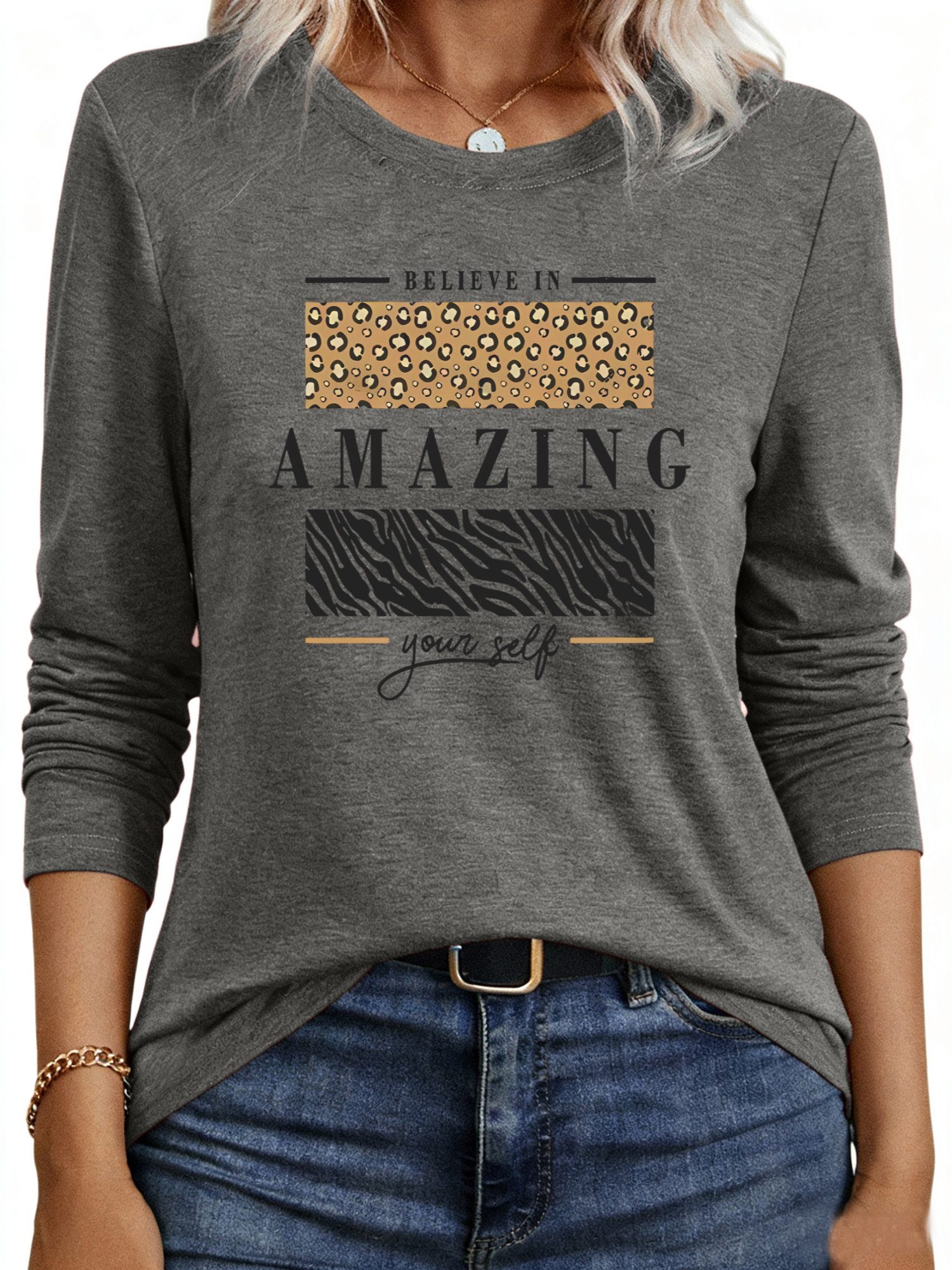 PYLIKE Langarmshirt Damen bequemes Winter Casual Longsleeve Shirt Lockere T günstig online kaufen