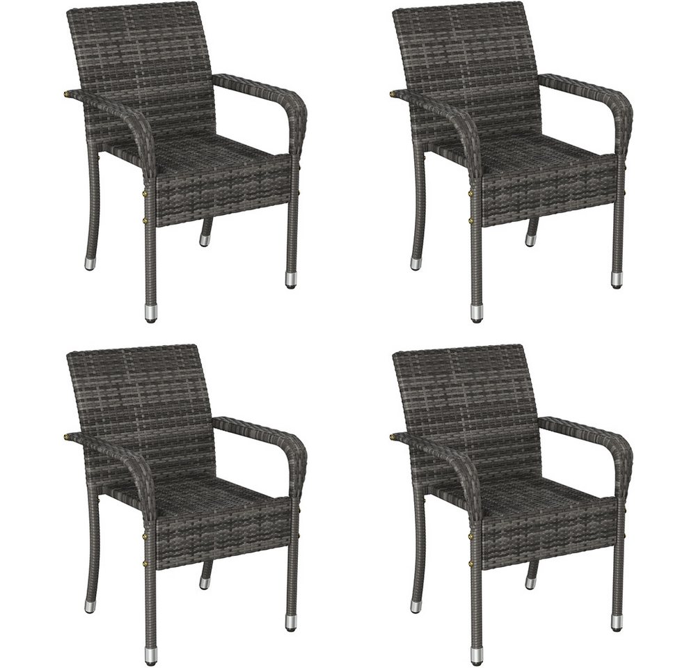 Yaheetech Gartenstuhl 2/4/6er-Set Esszimmerstuhl Rattan-Optik mit Metallbeinen (4 St), Küchenstuhl fürs Esszimmer/Balkon/Terrasse