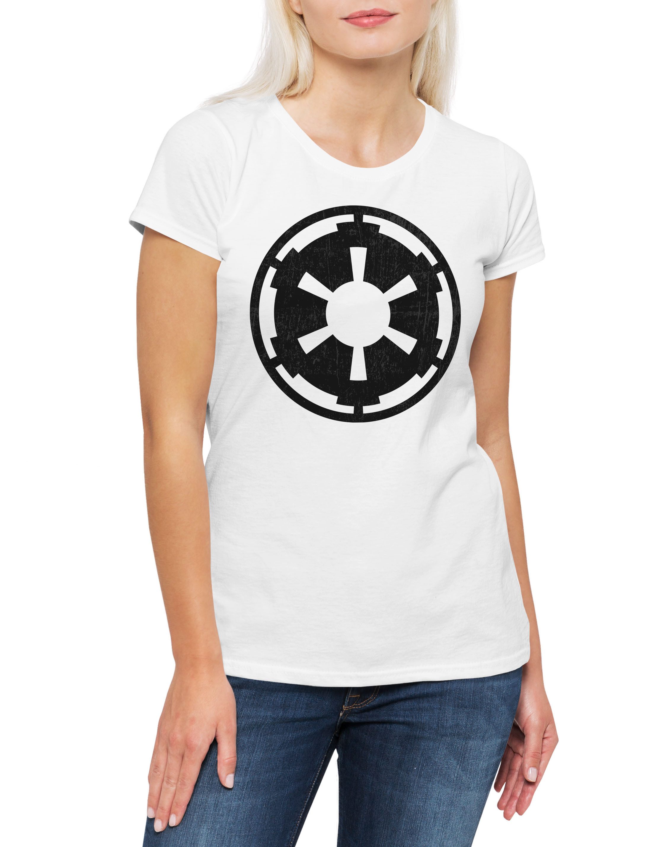 Print-Shirt Star Wars Empire Logo II Damen T-Shirt Wars Krieg Empire Imperium Star