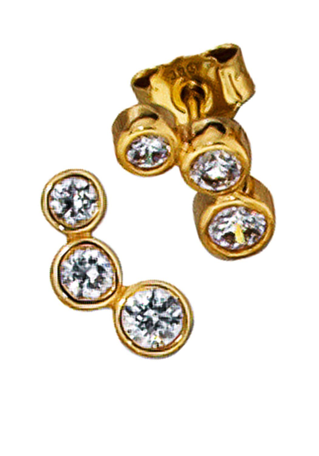 JOBO Paar Ohrstecker Ohrringe mit 6 Zirkonia, 333 Gold