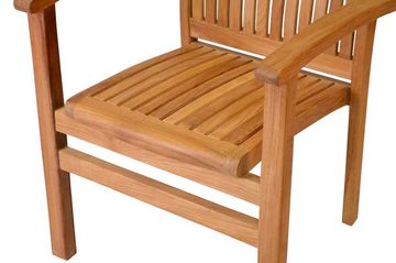 Kai Wiechmann Gartenstuhl Massiver Premium Teak Stapelsessel als wetterfester Holzsessel, ergonomisch geformter Teak Gartenstapelstuhl