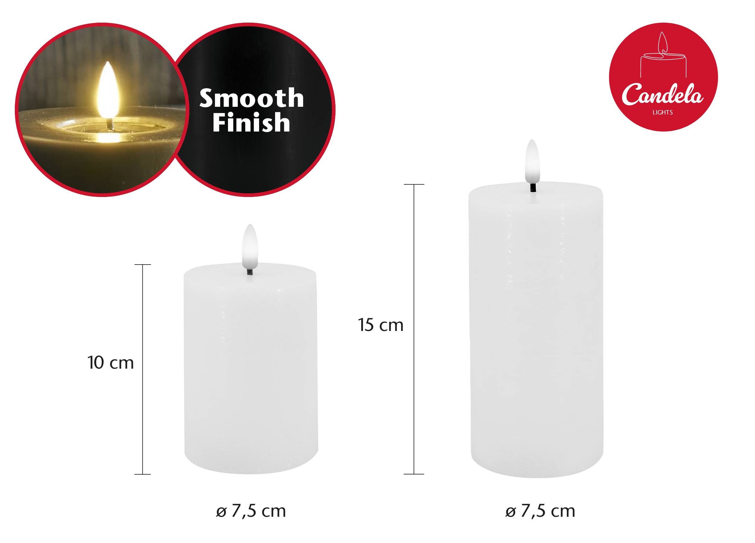LC Home LED-Kerze Candela Lights LED Kerzen 4er Set Winter glatt Echtwachs (4-tlg) – Bild 4 von 5