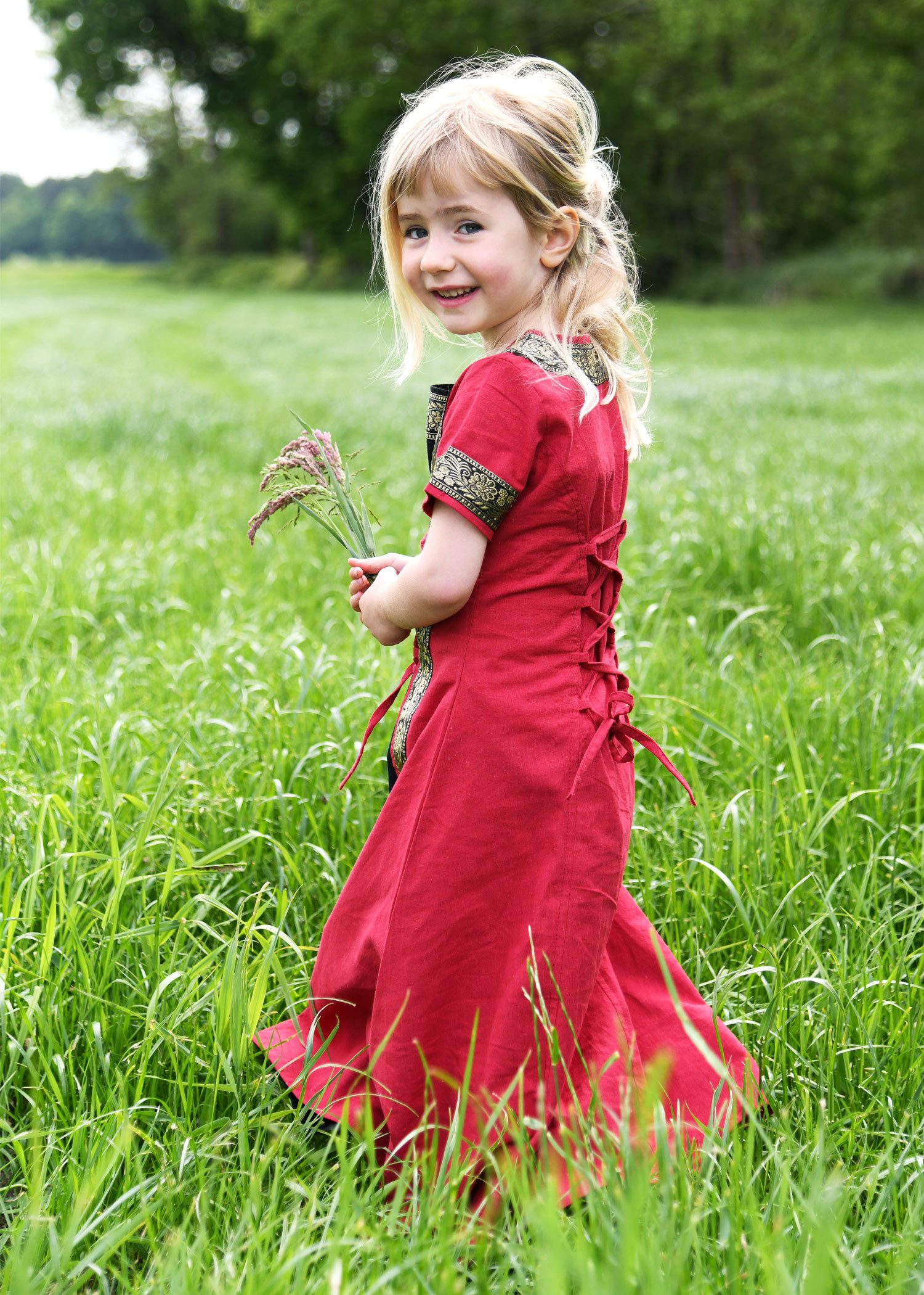 Battle Merchant Burgfräulein-Kostüm Kinder Fantasy-Mittelalterkleid rot-schwarz "Eleanor"