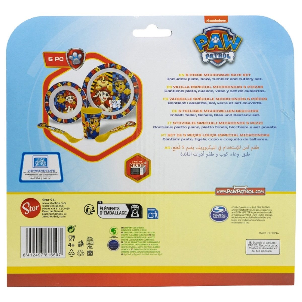 PAW PATROL Frühstücks-Set Teller-Set Mikrowellengeeignet 5-teiliges mit rutschfestem Boden