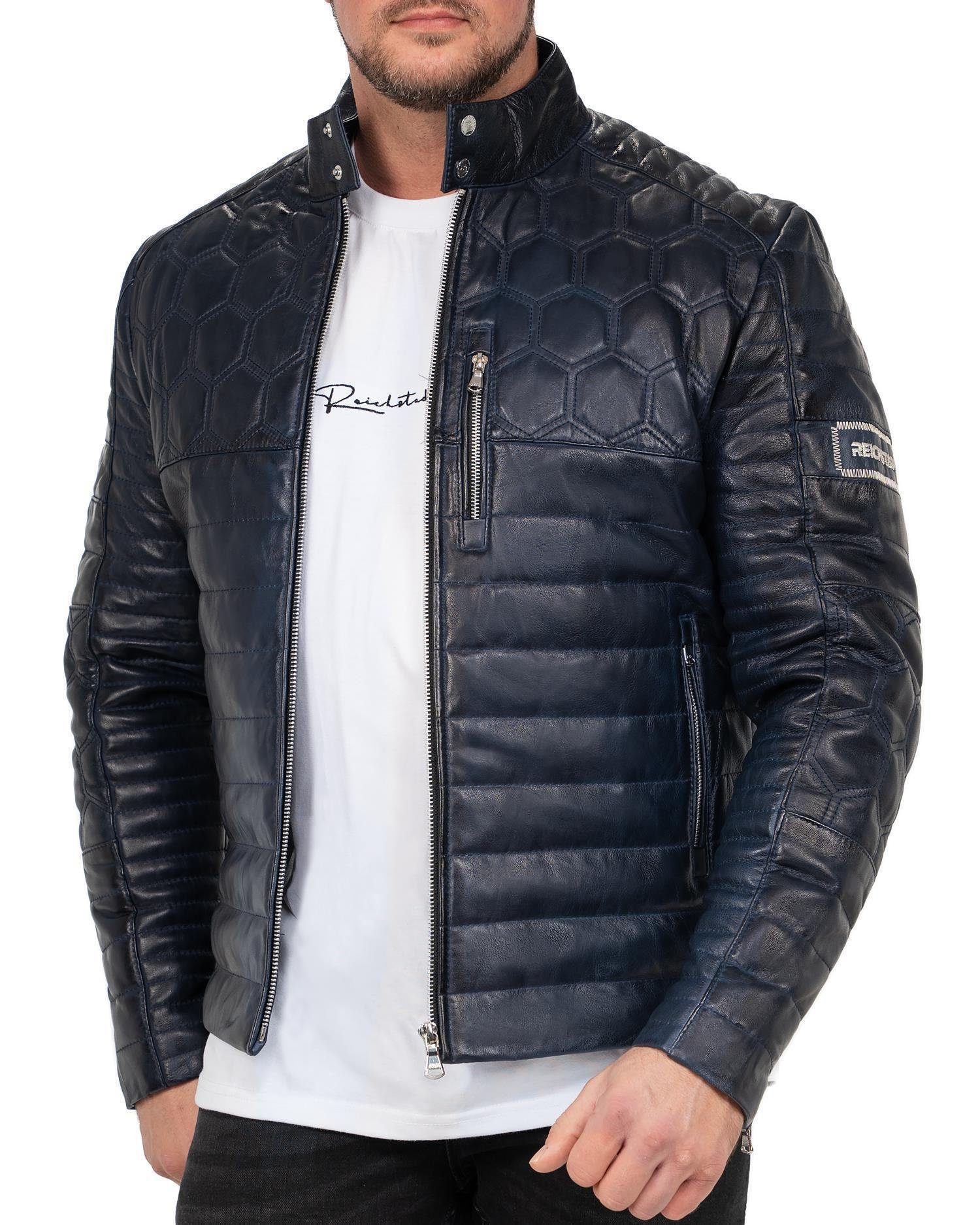 Reichstadt Lederjacke Herren ECHTLEDER Jacke 22RS31LUX (1-St) Edles Design Wabenmuster