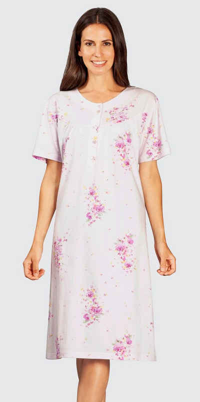 Hajo Nachthemd Damen Schlafshirt mit kurzem Arm (1-tlg) Baumwolle