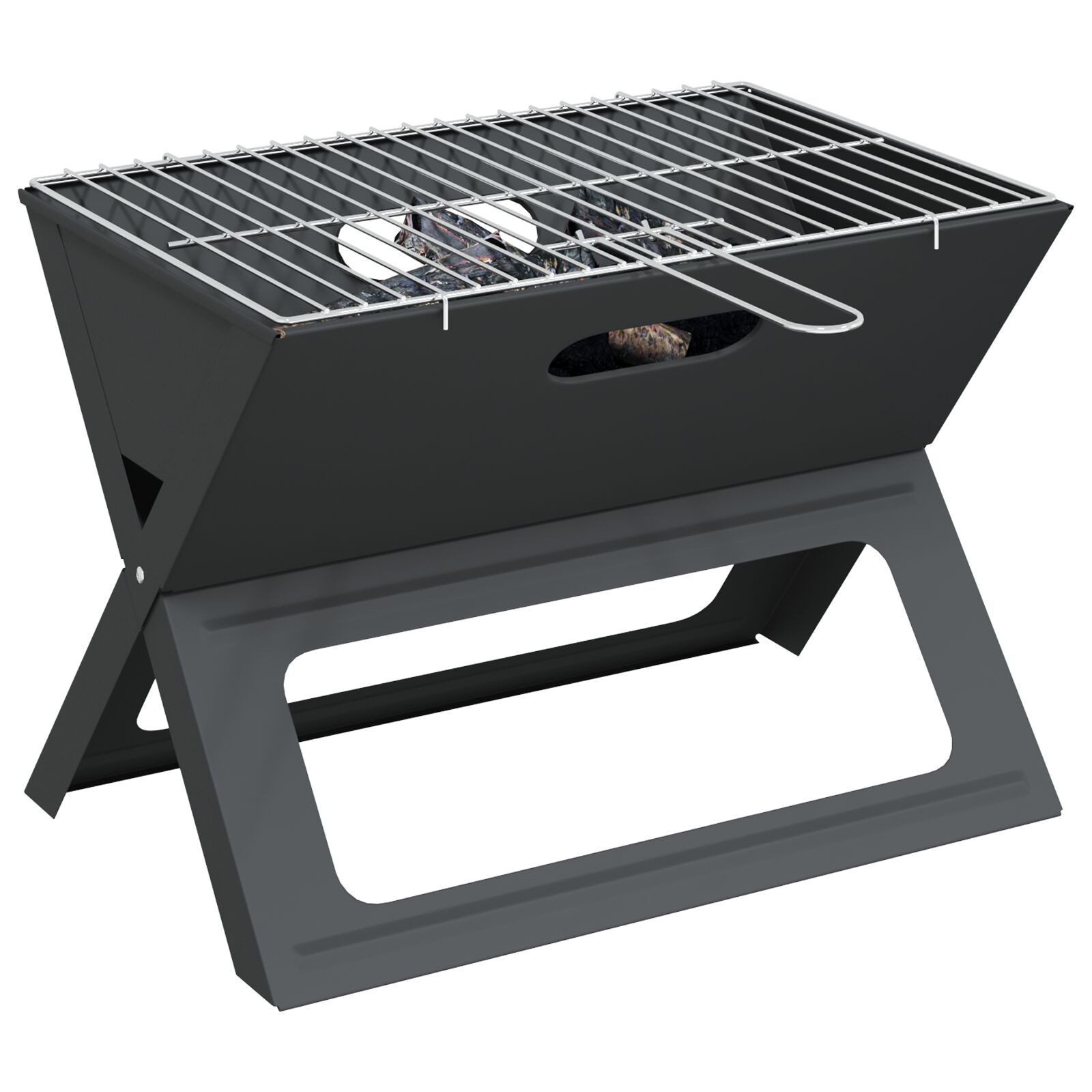 vidaXL Holzkohlegrill 46 x 31 x 31 cm Holzkohle BBQ Grill - Faltbar Schwarz 46x30x31 cm Aus