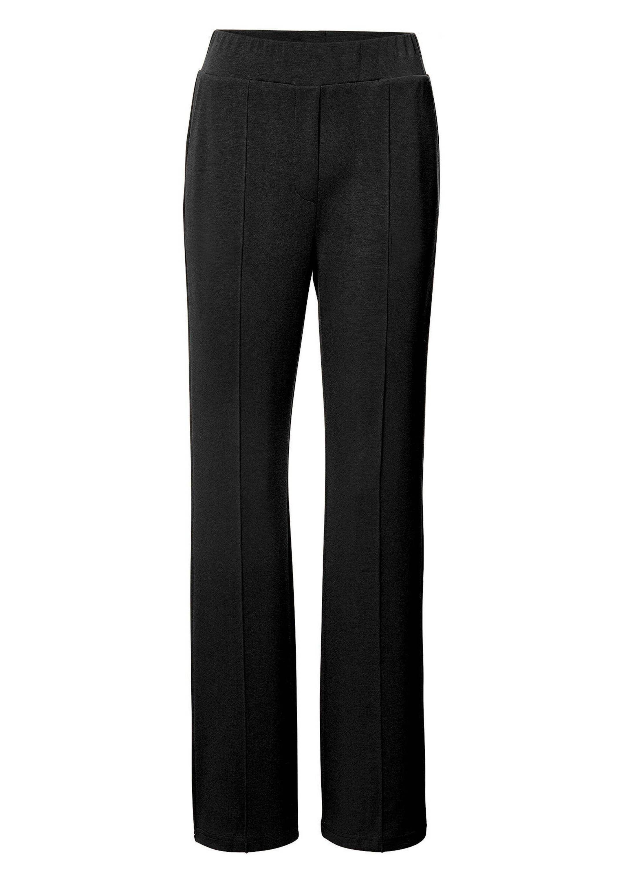 GOLDNER Stoffhose Weite Stoffhose VERA mit Biesen Lange Hose mit Rundum-Dehnbund, Biesen und Taschen