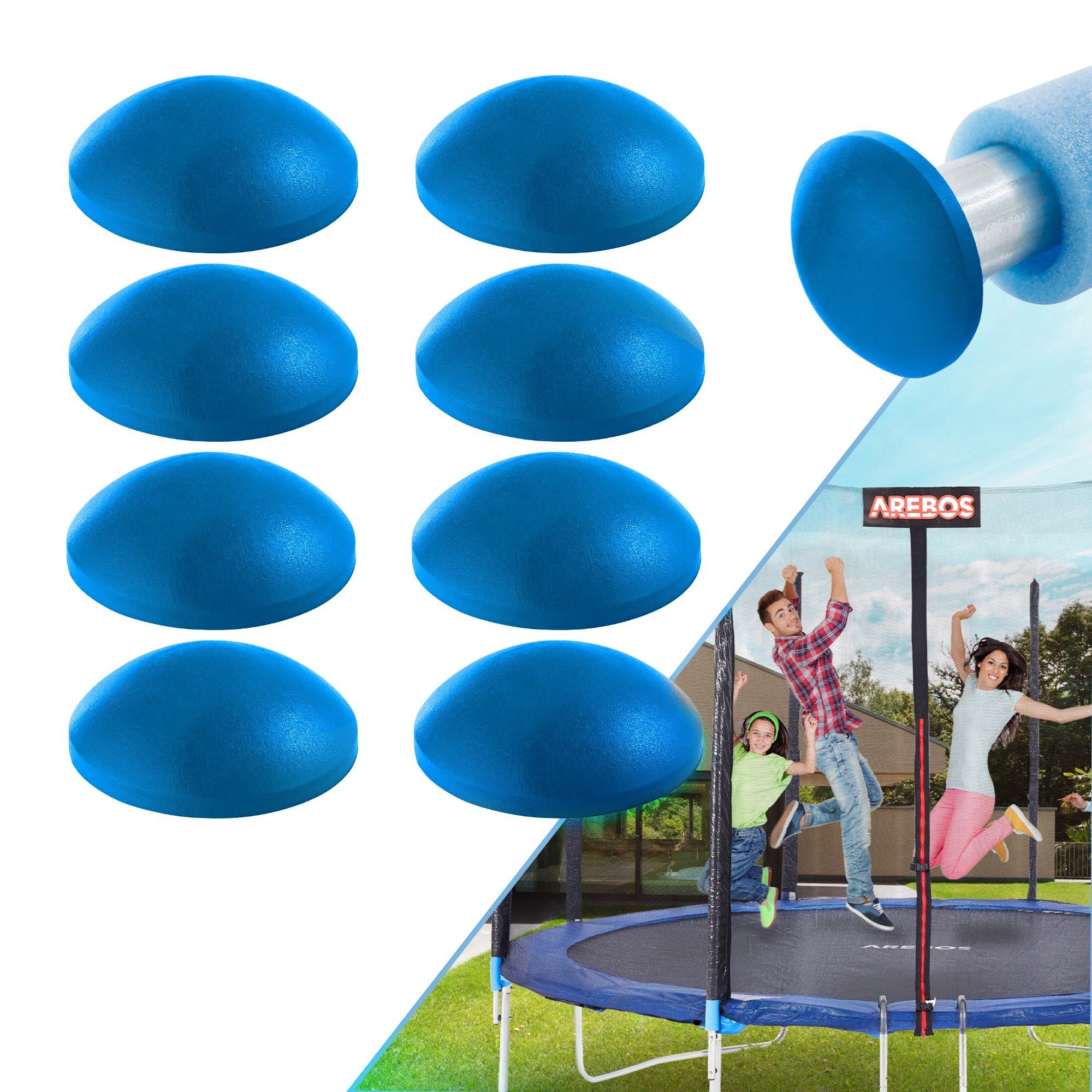 Arebos Gartentrampolin Trampolin Endkappen, 20 mm, 6 oder 8 Stück, (Set, 8 tlg., Endkappen), Außenmaß: 50 mm, Innenmaß: 20 mm, Schwarz