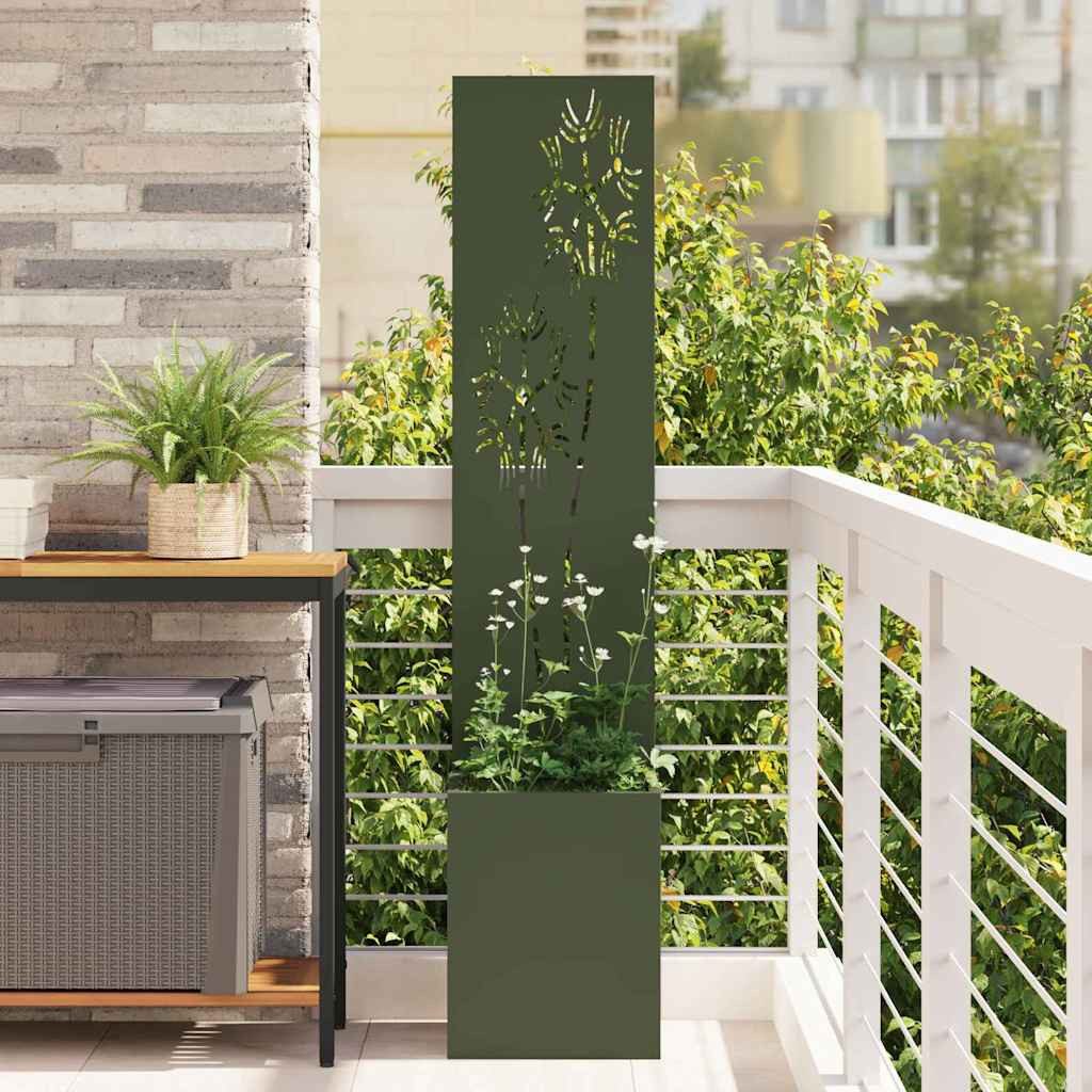vidaXL Wandbild Garten Sichtschutz-Leinwand Floral Olivgrün 32 x 32 x 150 cm, (1 St)