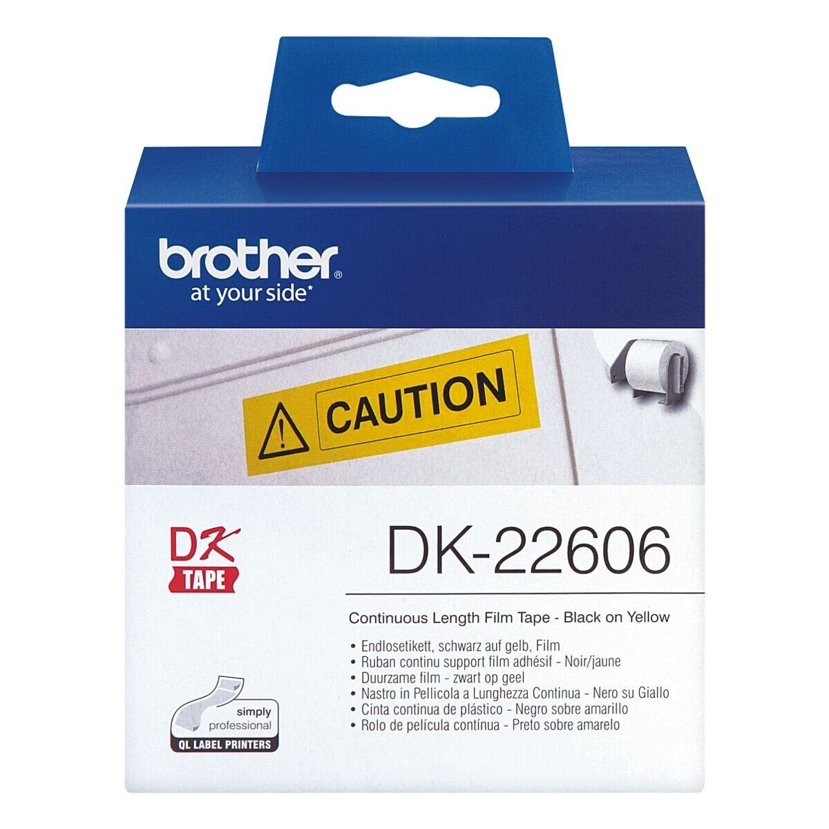 62 B/L Filmqualität gelb DK-22606, Thermorolle Endlosrolle Brother mm/15,24 m,