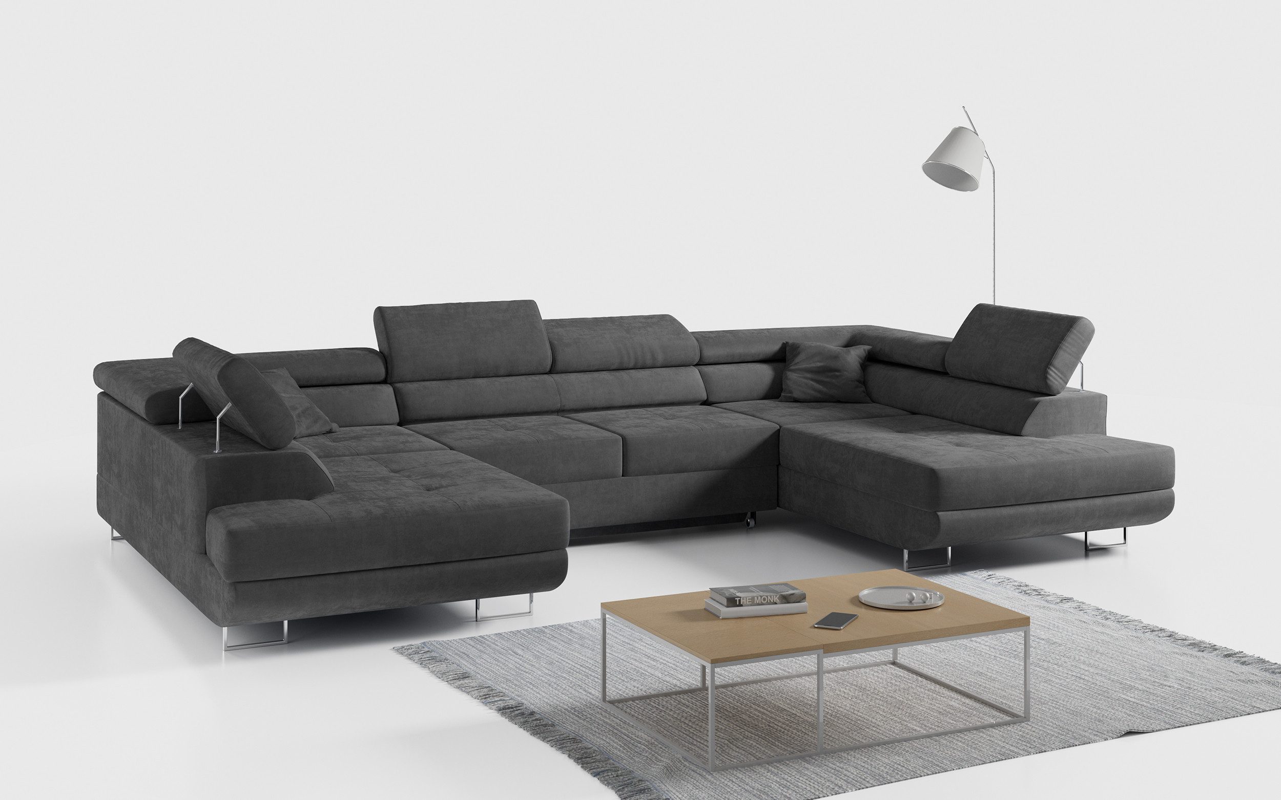 MKS MÖBEL Ecksofa GUSTAW U, Wohnzimmer - Wohnlandschaft, U-Form Couch mit Schlaffunktion