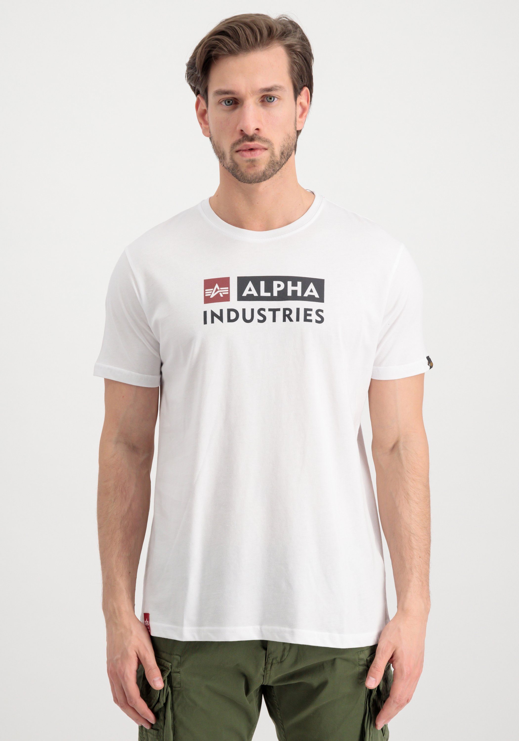 T Industries T-Shirts Men Block-Logo Alpha white Industries T-Shirt Alpha - Alpha